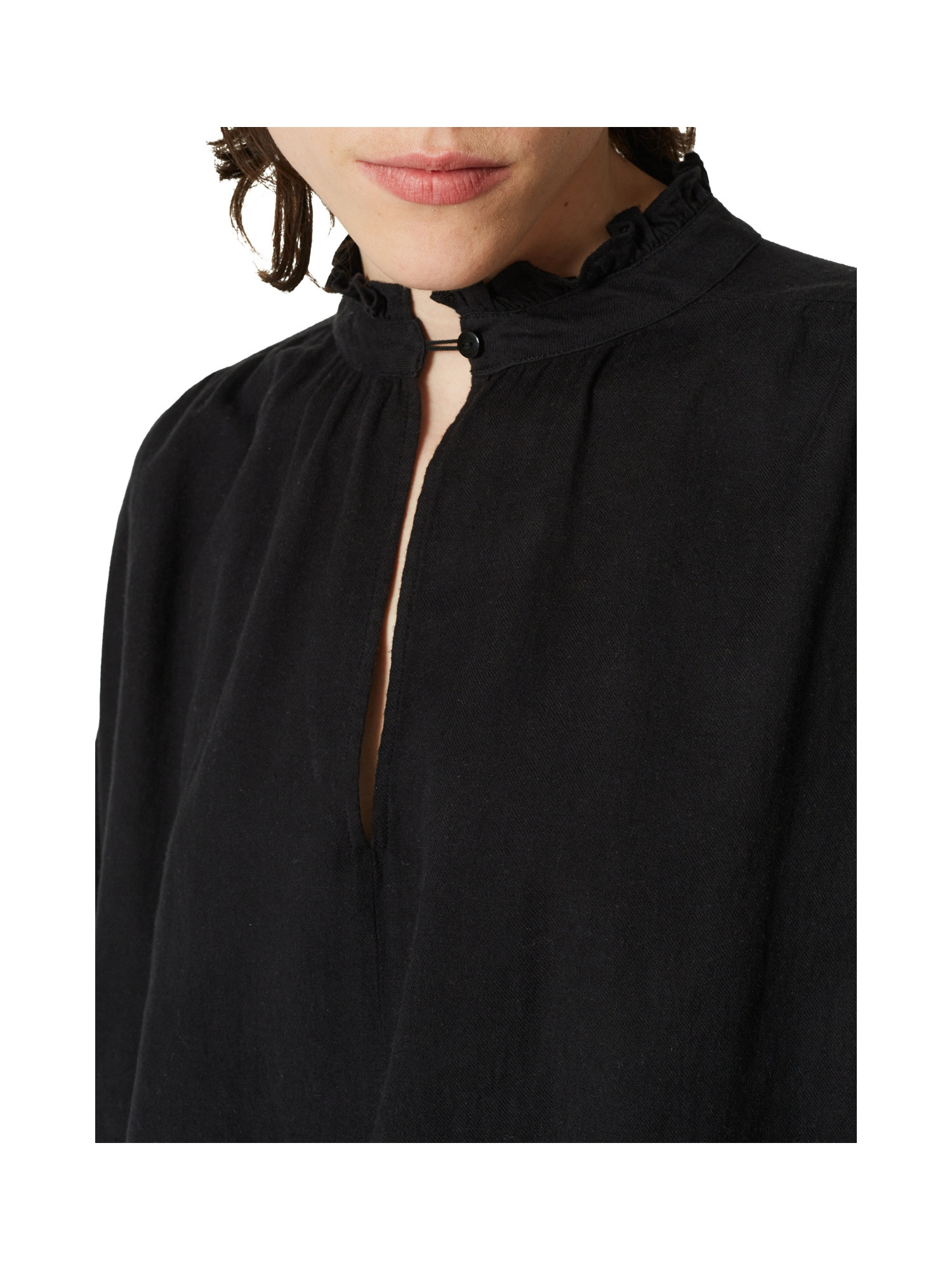 Blusa in cotone con maniche lunghe, Nero, large image number 5
