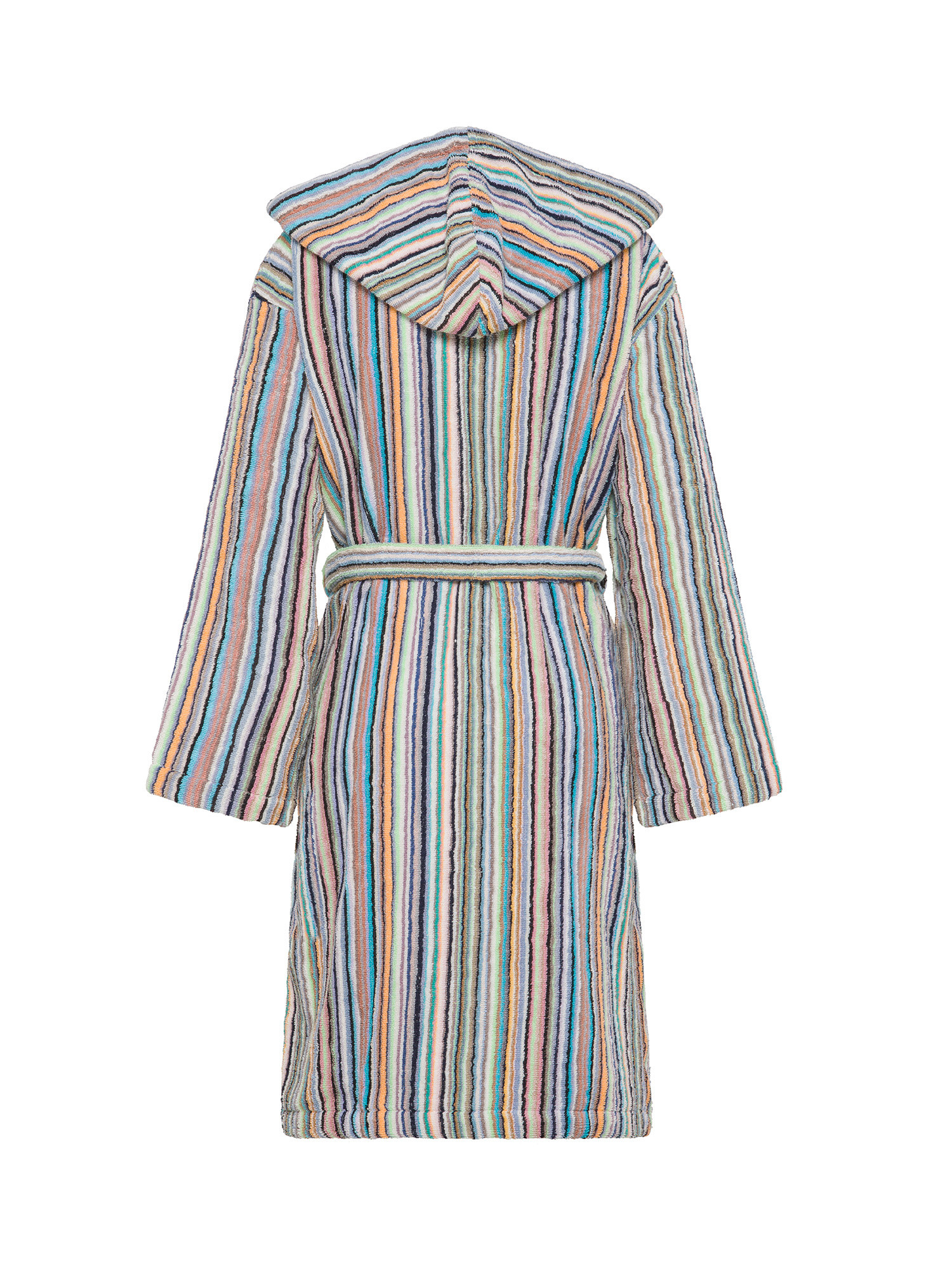 Striped jacquard cotton terry bathrobe, Pink, large image number 1