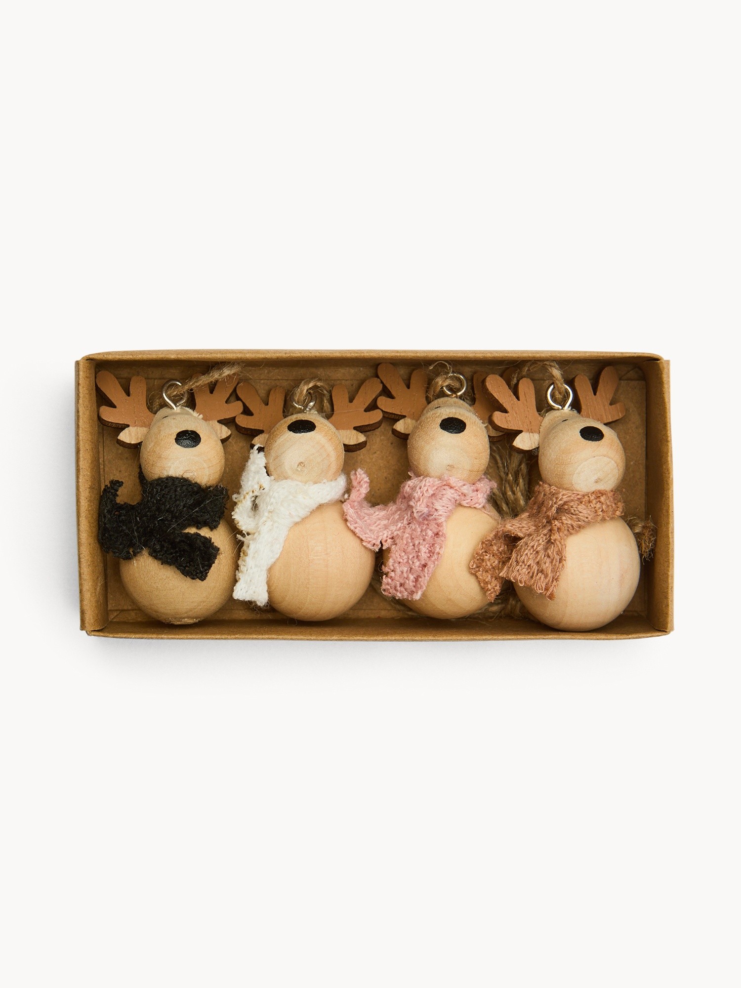 Set of 4 Reindeer Ornaments, Beige, large image number 1