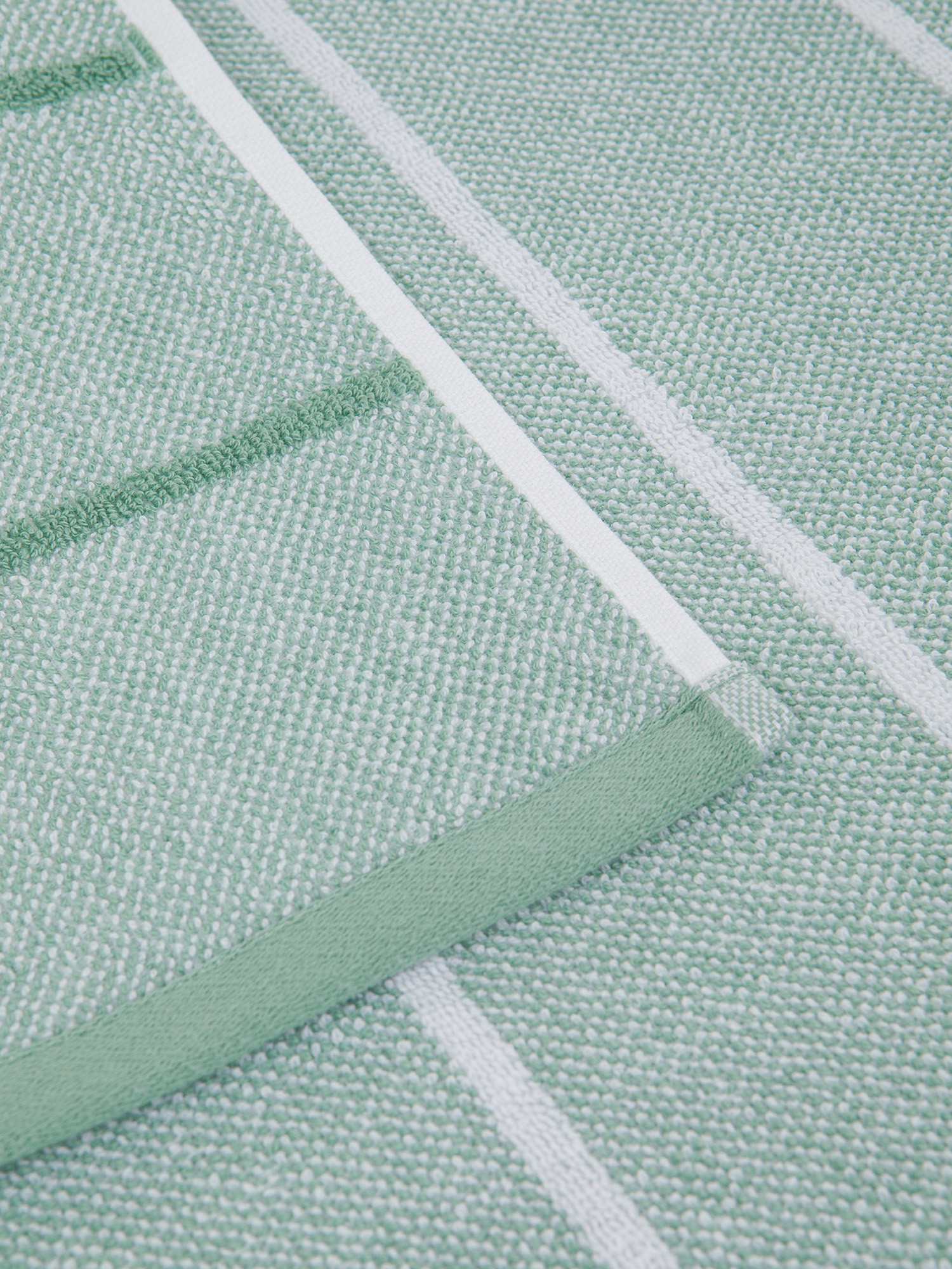 Asciugamano in spugna di cotone a righe melange, Verde, large image number 2