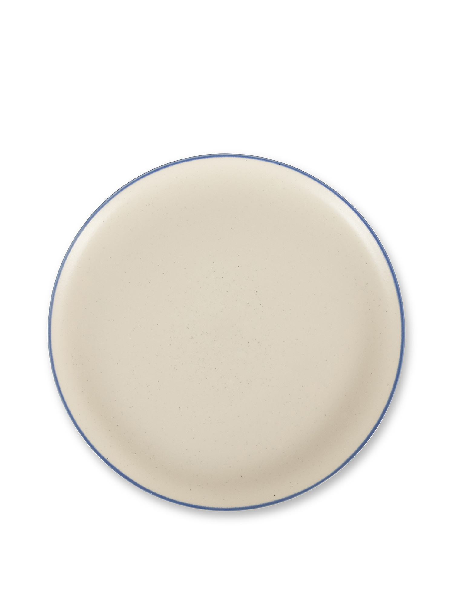 Piatto piano ceramica con bordino, Bianco, large