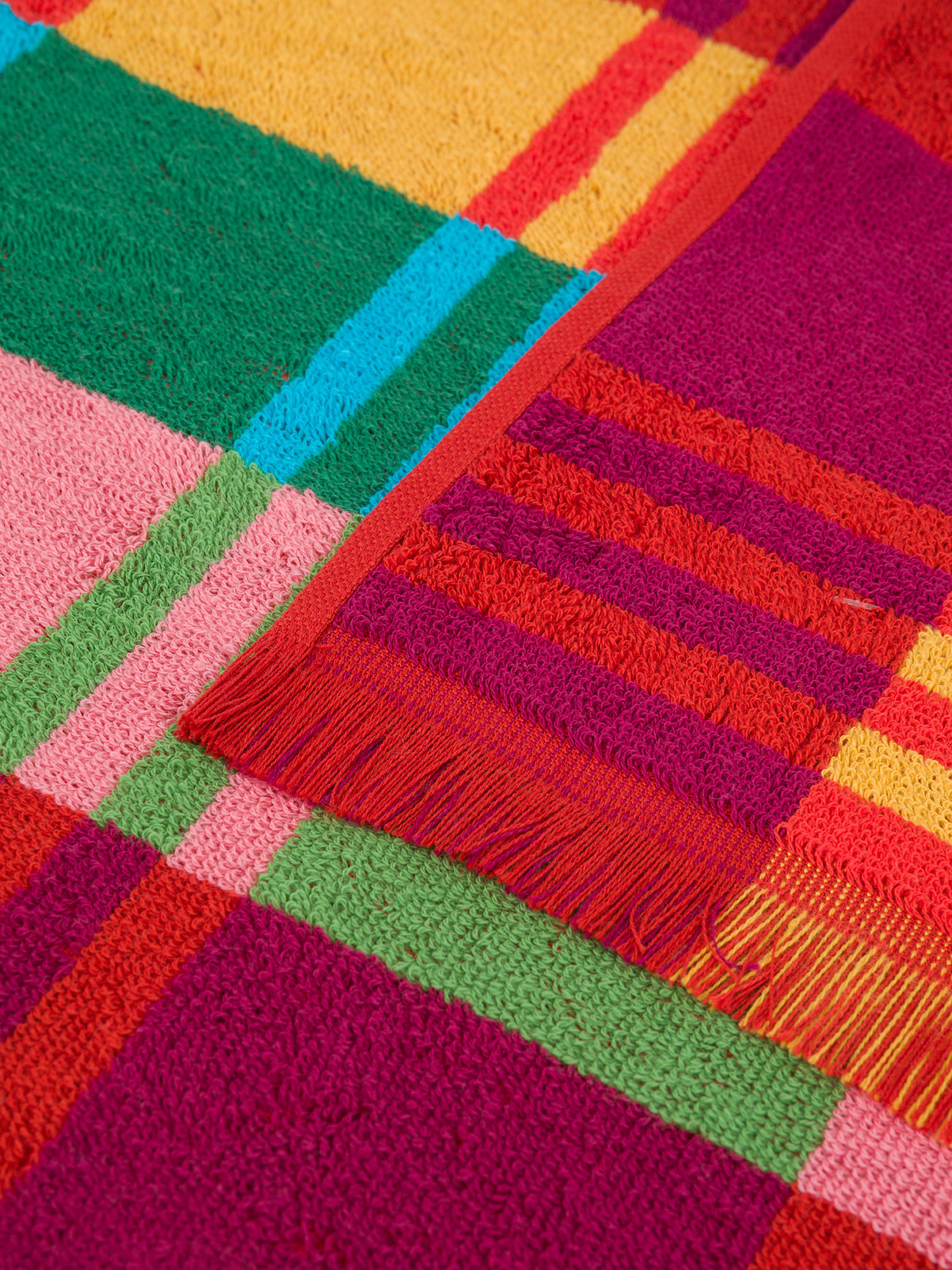 Asciugamano spugna di cotone motivo quadri, Multicolor, large image number 2