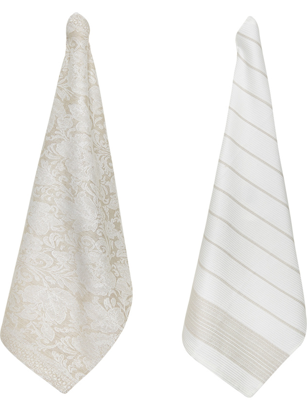 Set of 2 tea towels in cotton blend with fortuny motif