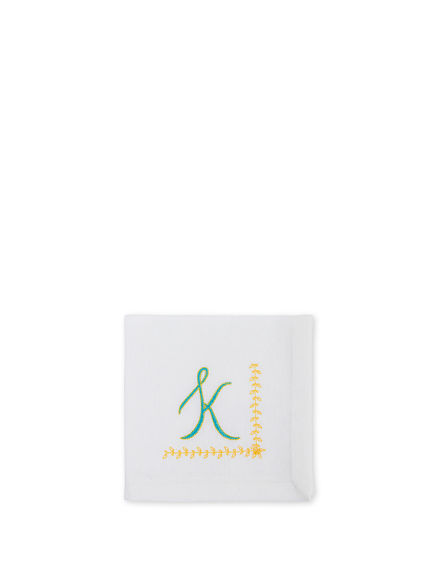 Pure cotton napkin with letter X embroidery, White, large image number 0
