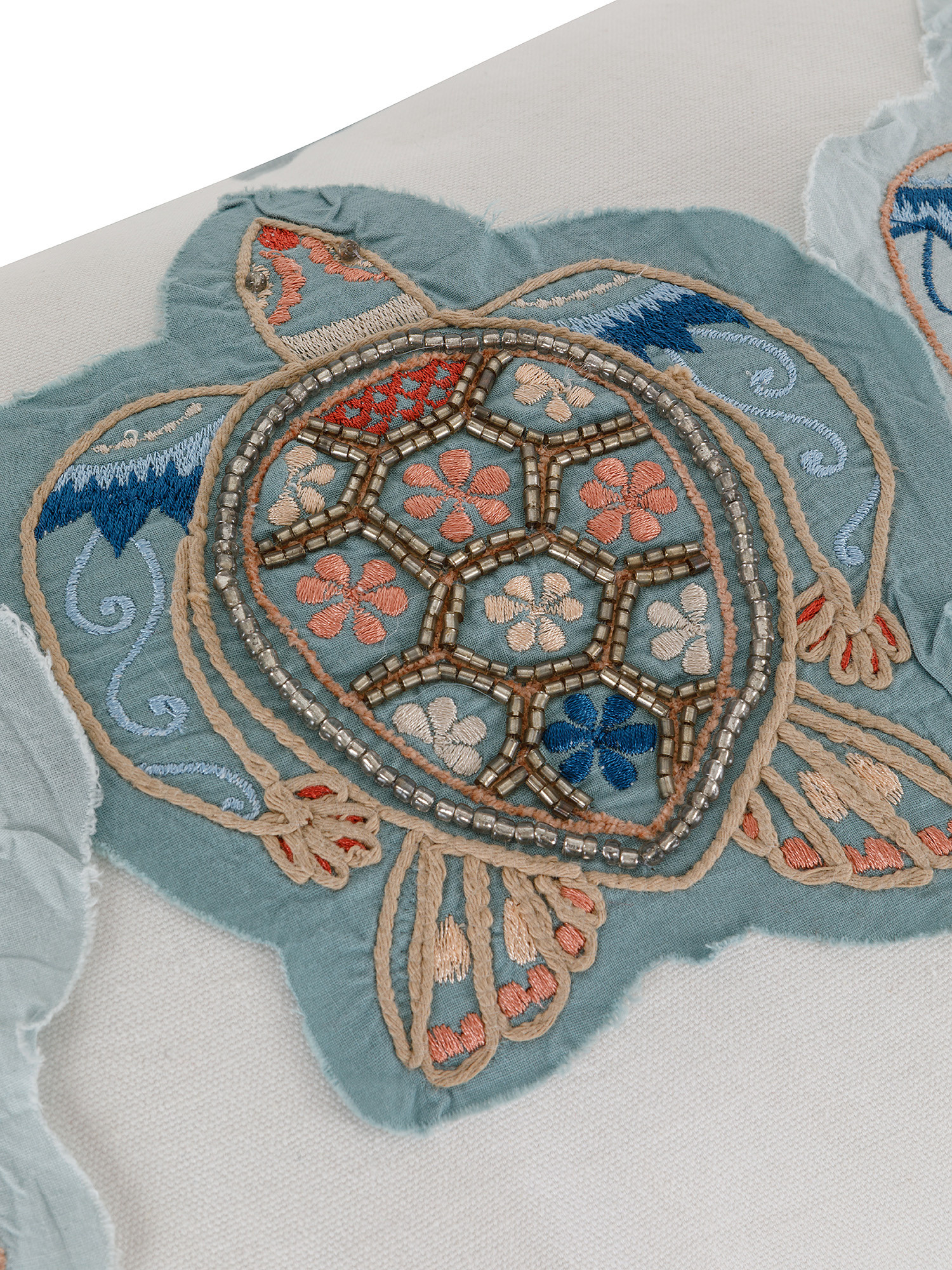 Cushion turtle embroidery 35x50cm, White, large image number 2