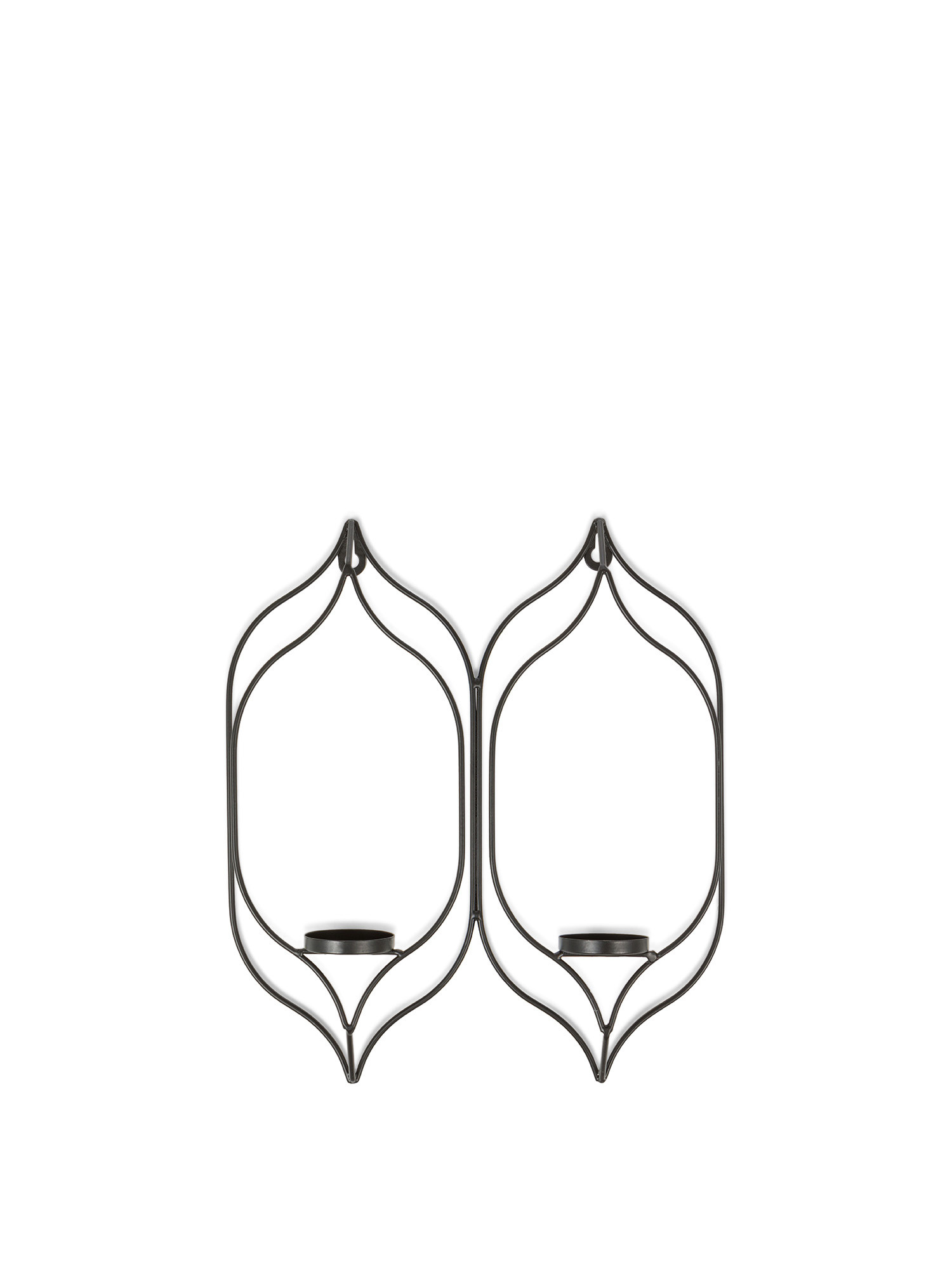 Portacandele da muro in ferro con votivi in vetro, Nero, large image number 0