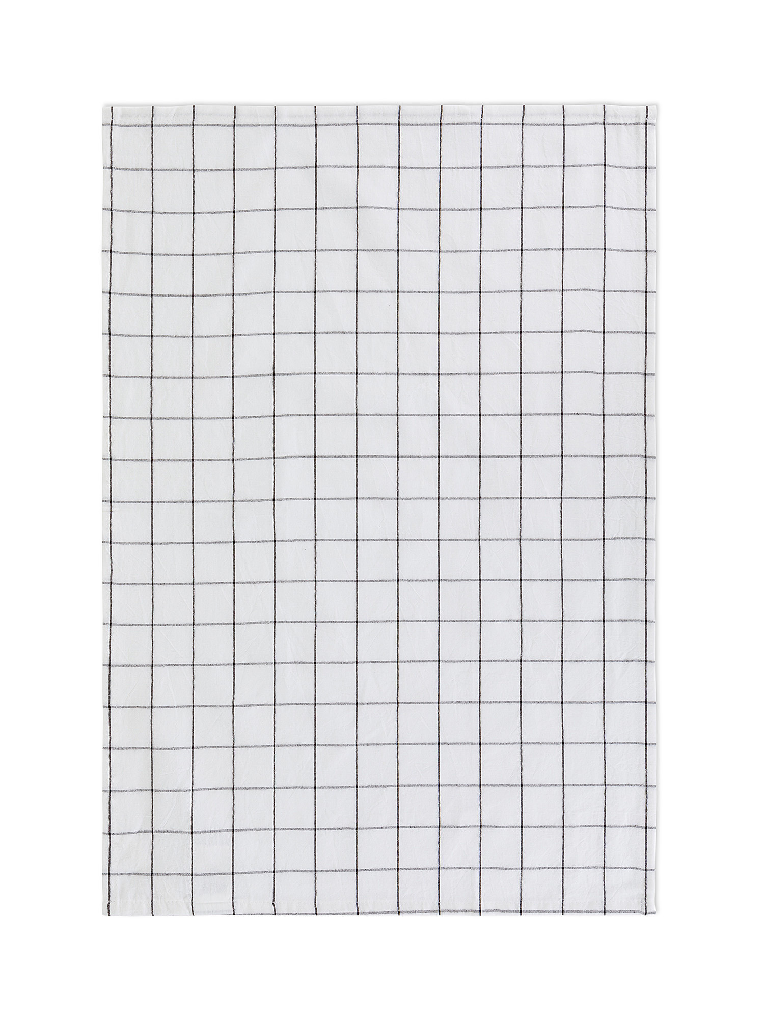Set of 2 washed cotton tea towels with check pattern, White, large image number 1