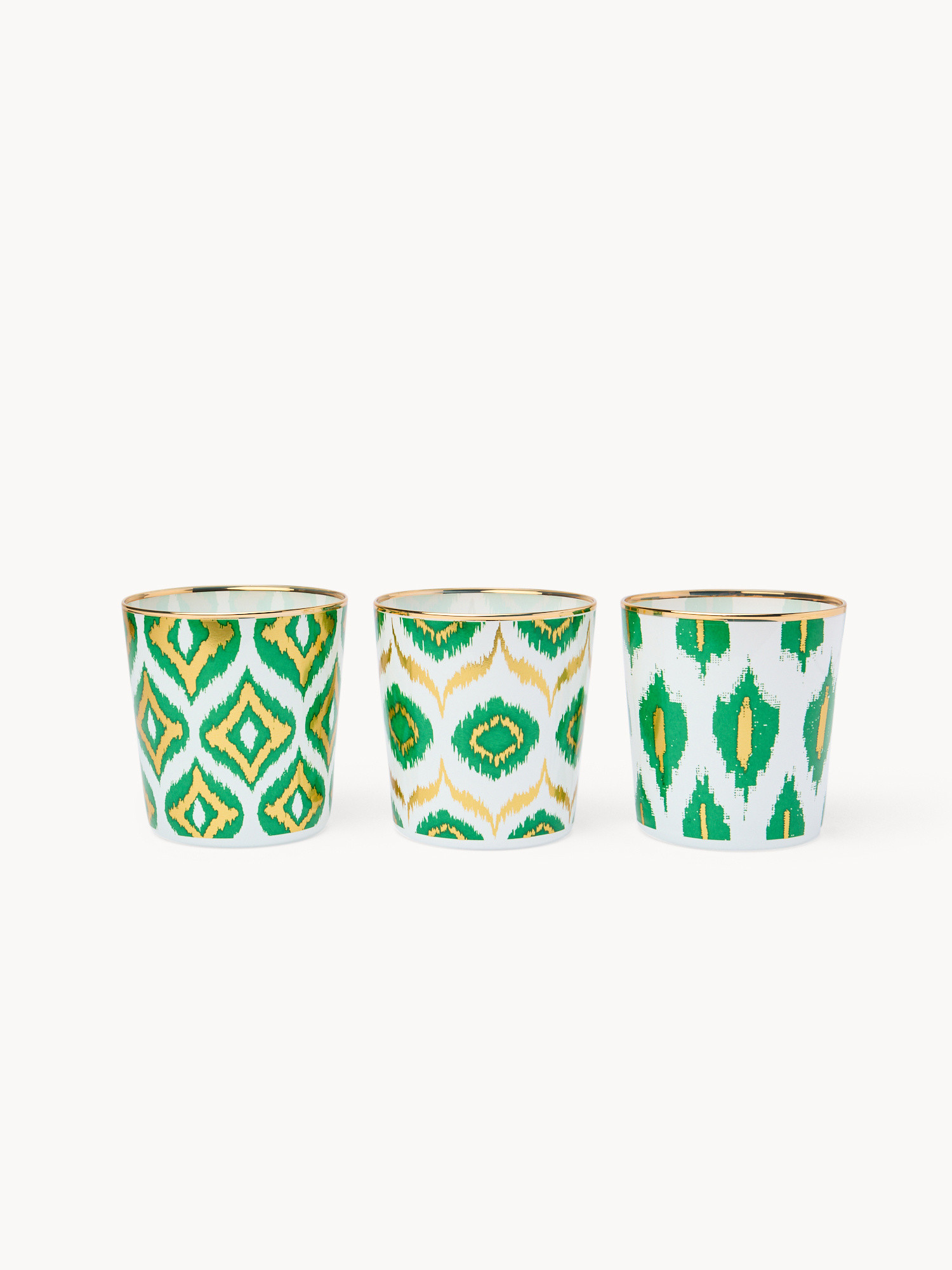 Bicchieri in vetro con decoro ikat, Verde, large image number 0