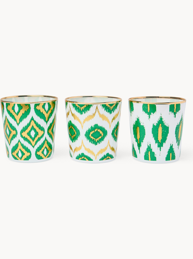 Set of 6 sprayed glass glasses with gingerbread detail