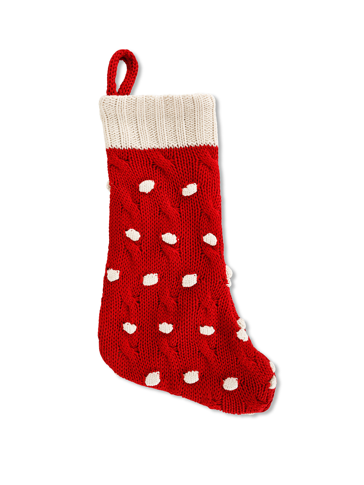 Knitted Christmas stocking, Red, large image number 0