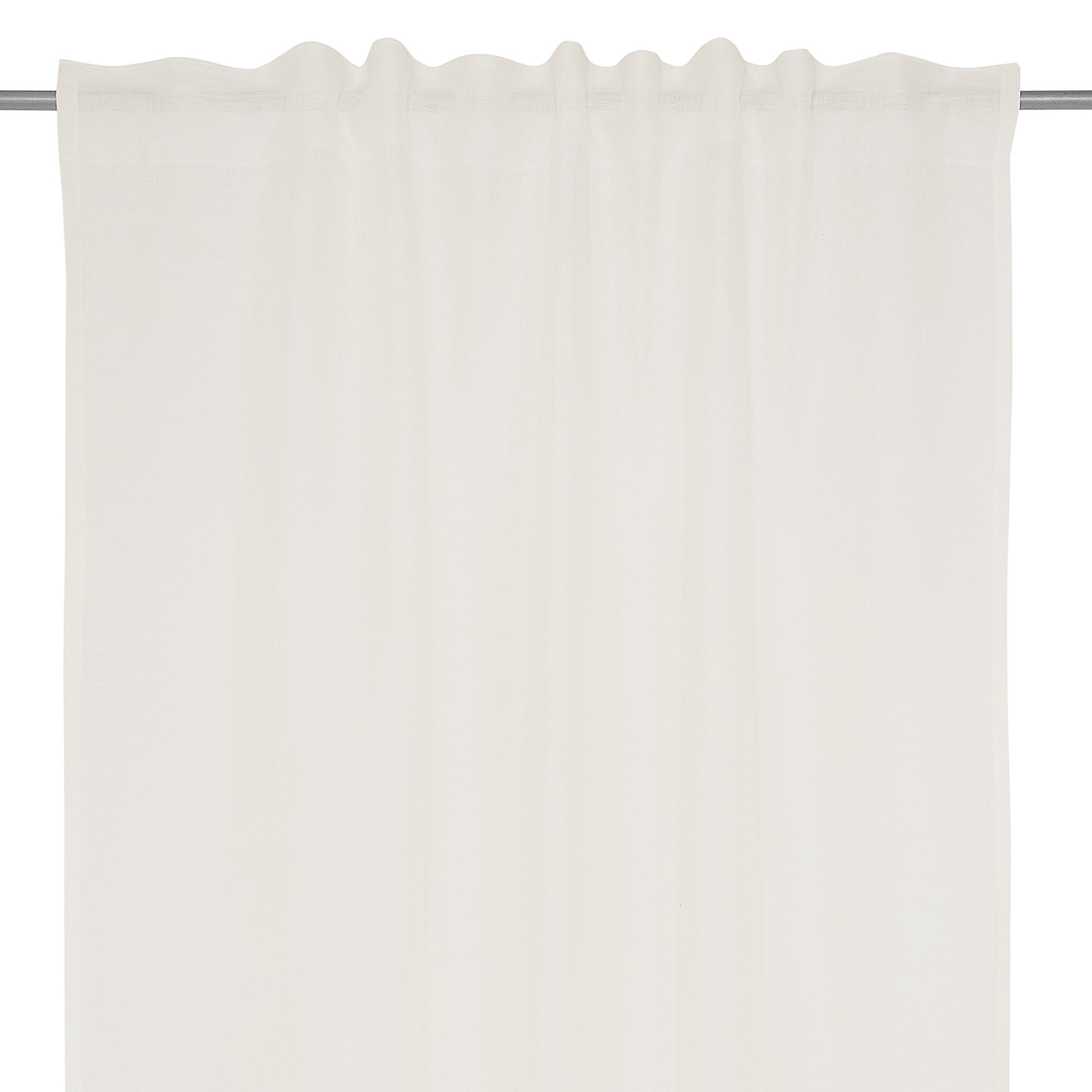 Solid colour 100% linen curtain, White, large image number 2