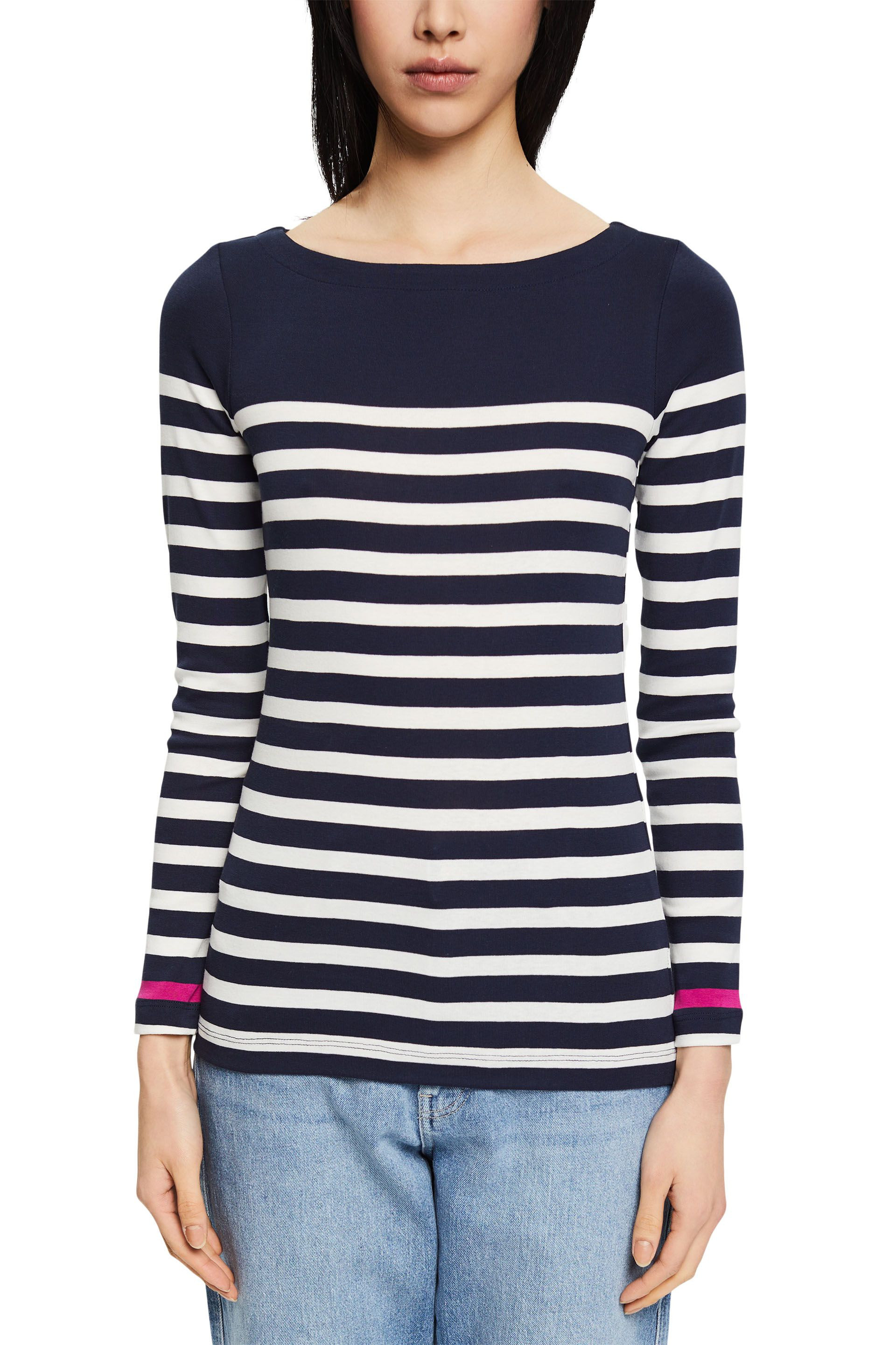 Long-sleeved shirt with marinare striped pattern, Blue, large image number 1