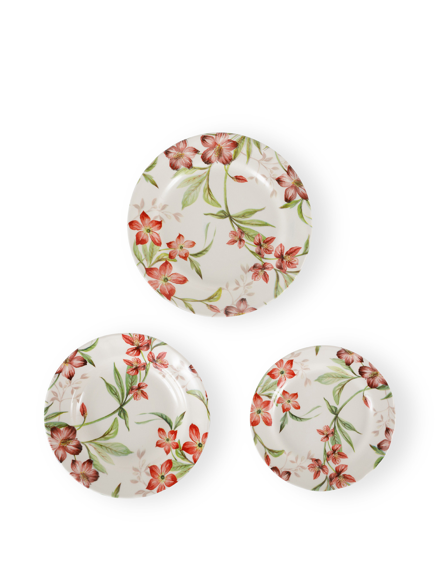 Set 18 piatti ceramica motivo floreale Summer Cottage, Bianco, large image number 1