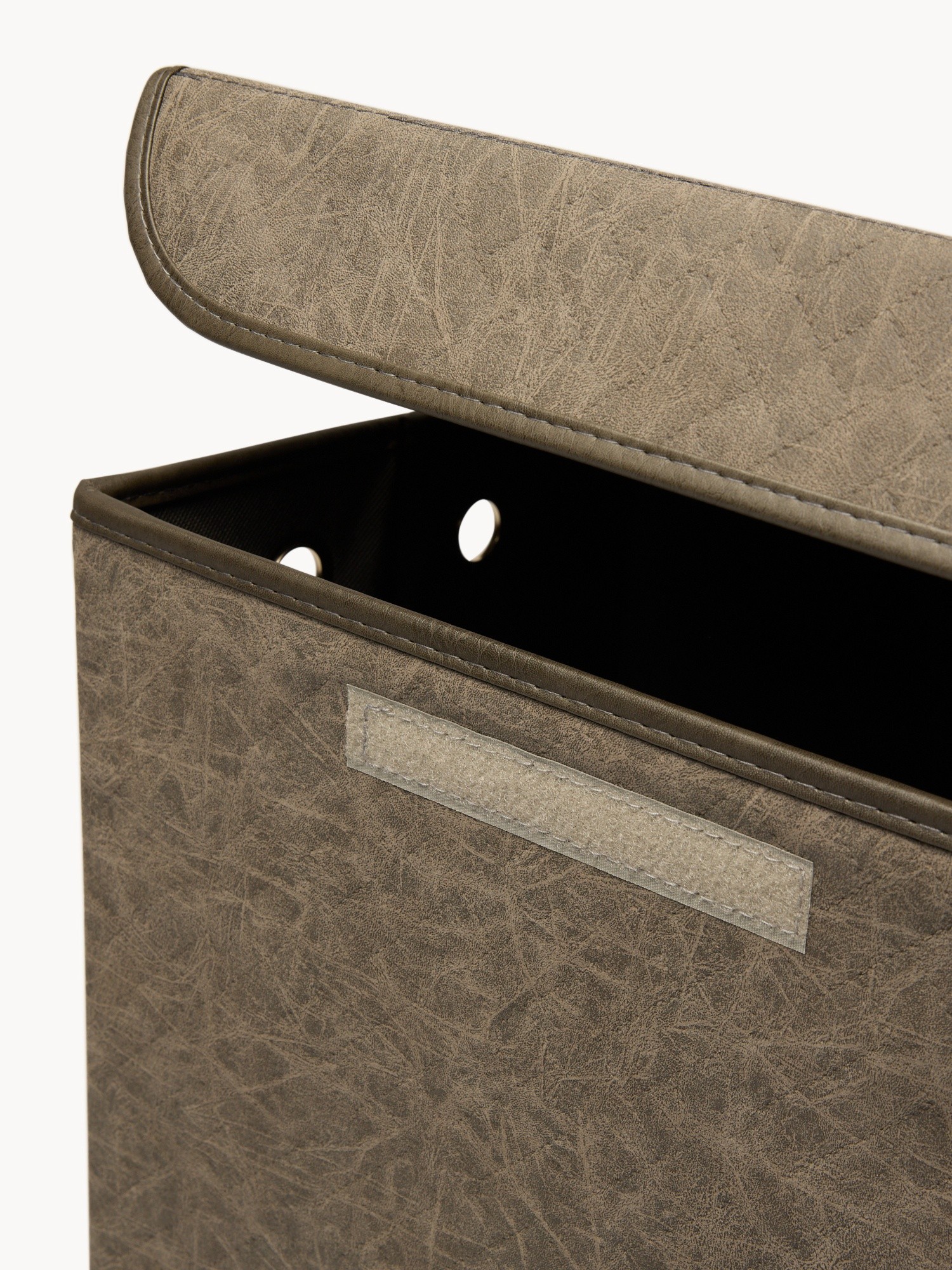 Leather-look Laundry Hamper with Lid - Discounted Price, Grey, large image number 1