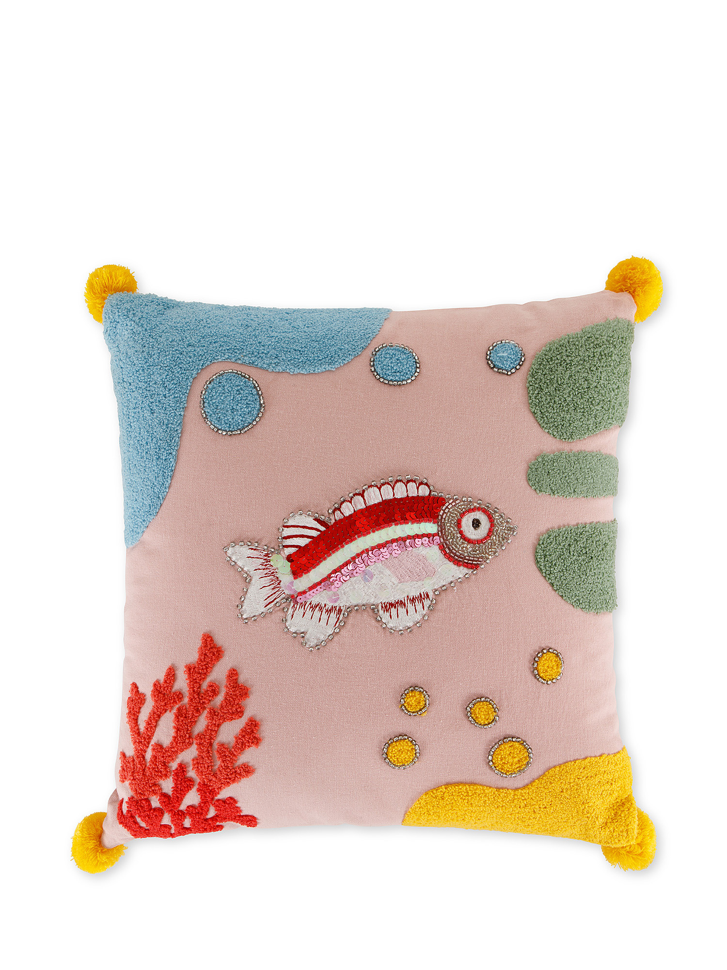 Marine embroidery cushion 45x45cm, Pink, large image number 0