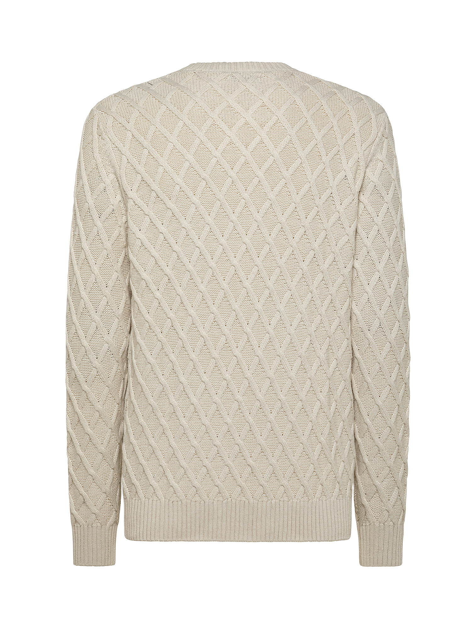 Jacquard braid crewneck sweater, White Cream, large image number 1