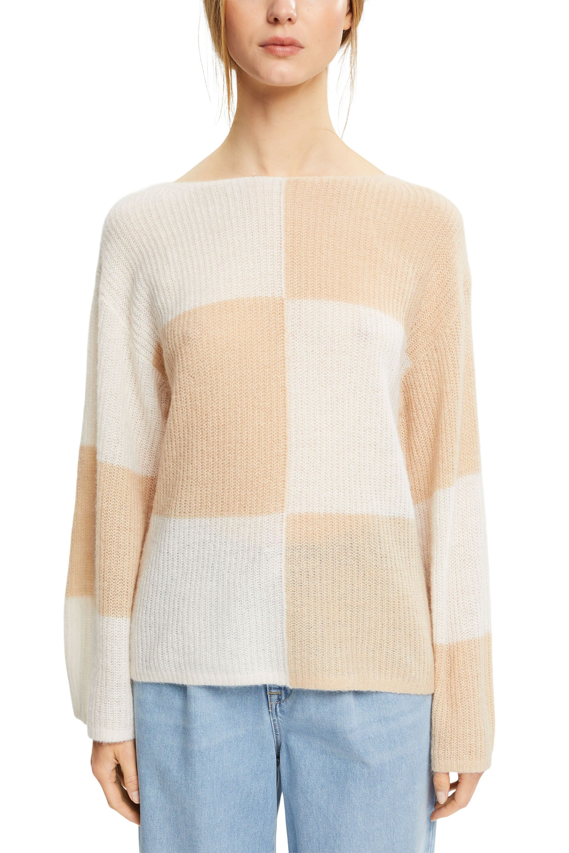 Pullover with a checkerboard pattern, Beige, large image number 1