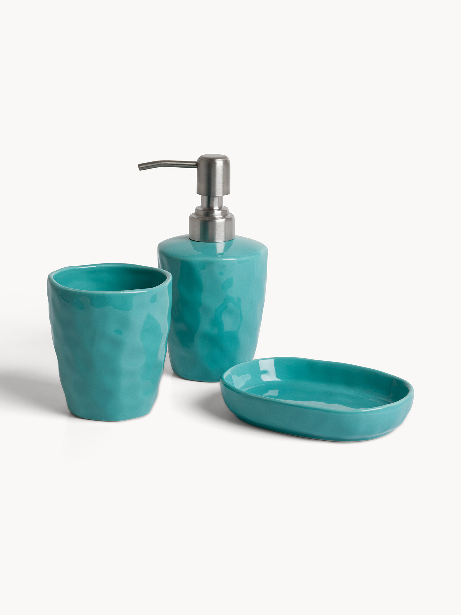 Set 3 accessori bagno, Azzurro, large image number 0