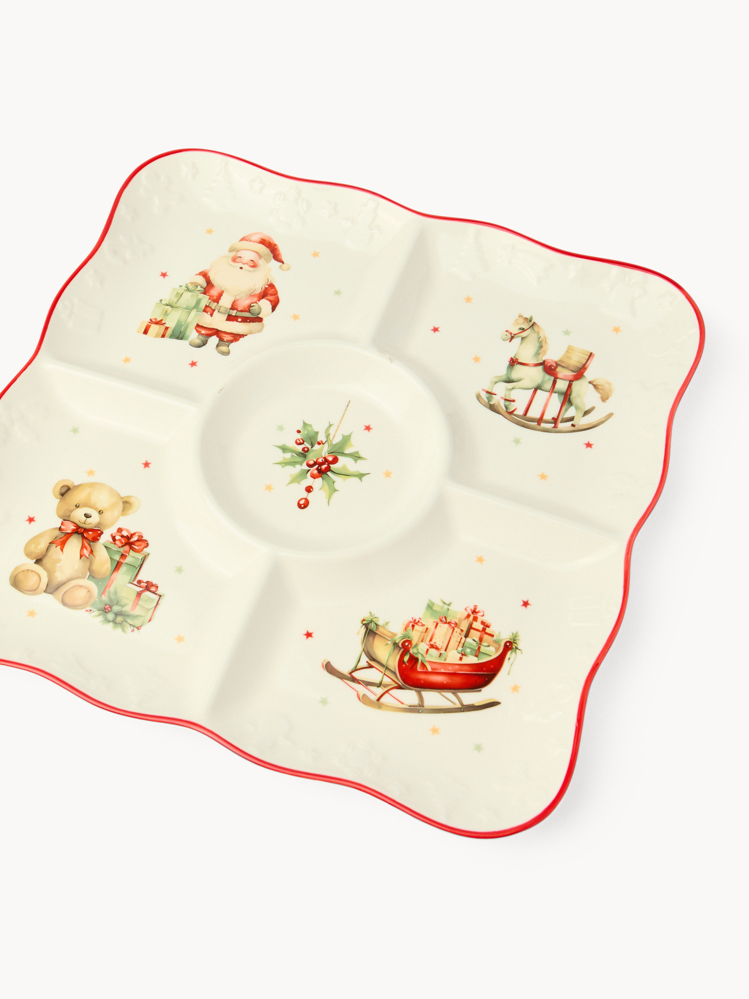 Antipastiera in porcellana Natale vintage, Bianco, large image number 1
