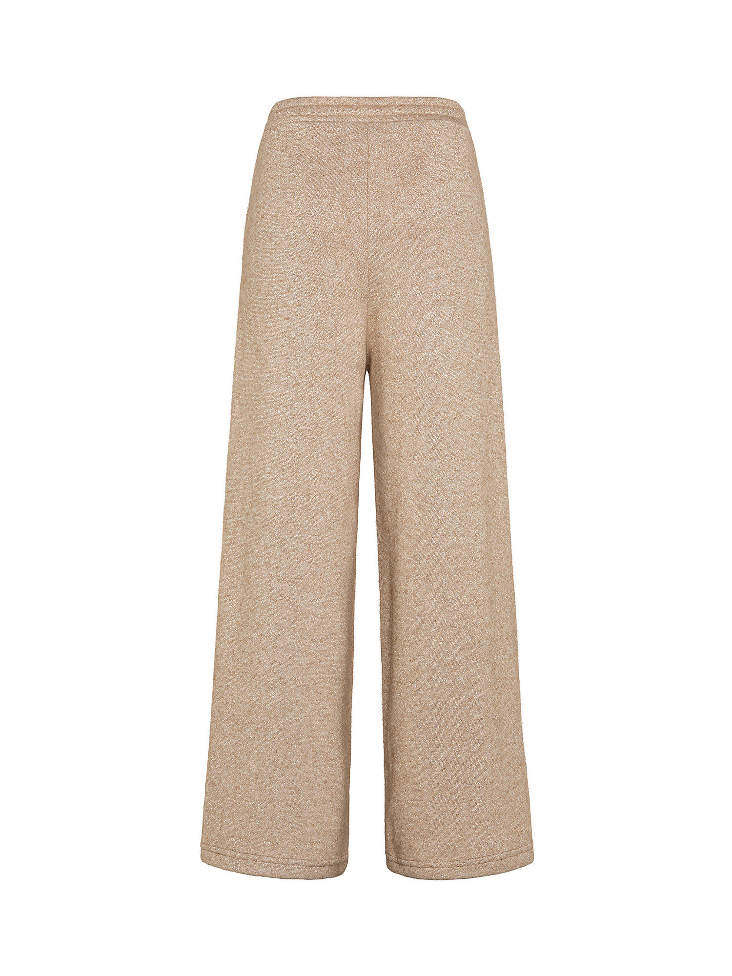 Lurex fleece trousers with drawstring at the waist, Beige, large image number 1