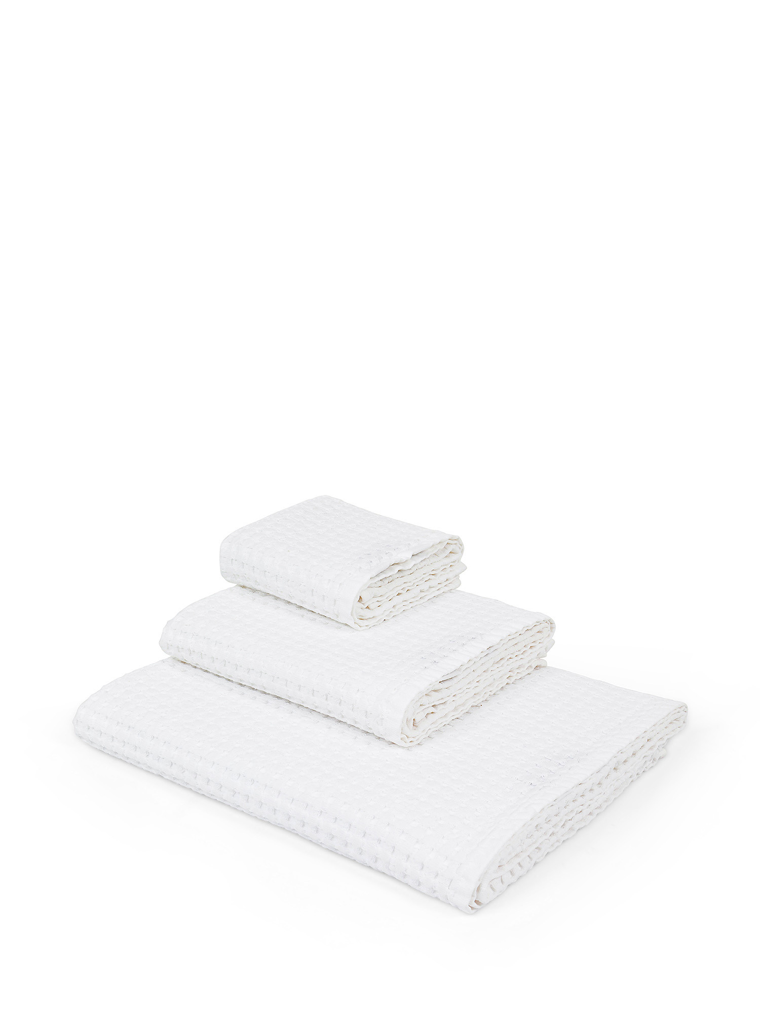 Honeycomb cotton towel, White, large image number 0