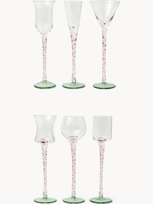 Set 6 calici liquore in vetro colorato