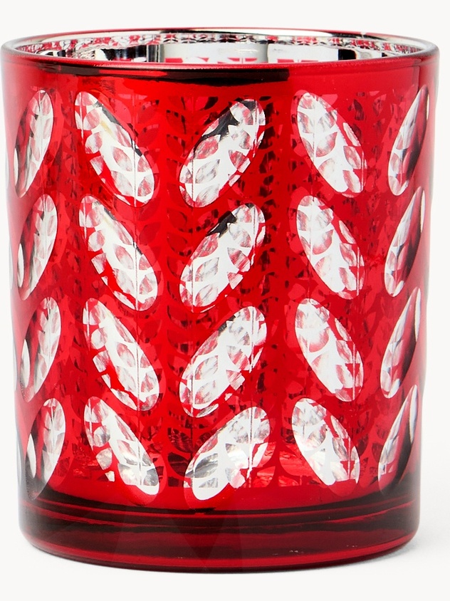 Portacandele in vetro decoro a foglie