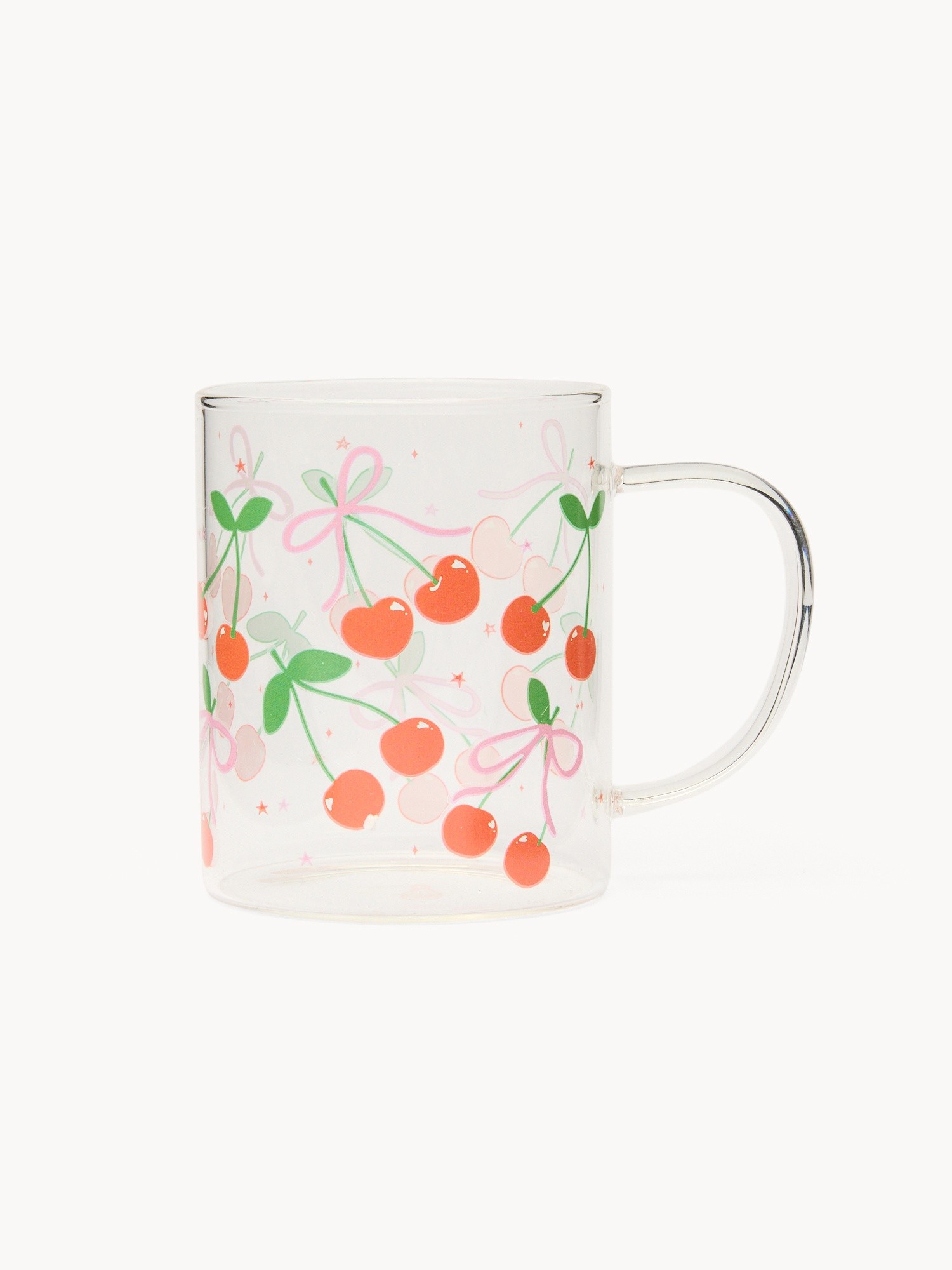 Mug in vetro motivo ciliegie - Prezzo di lancio, Trasparente, large image number 0