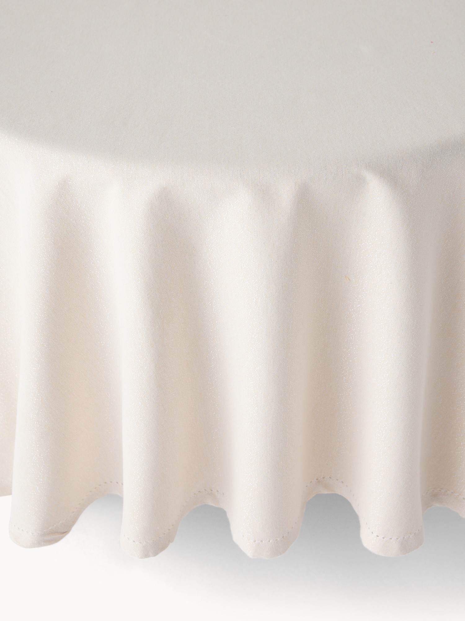 Round cotton and Lurex tablecloth with openwork hem, Natural, large image number 0