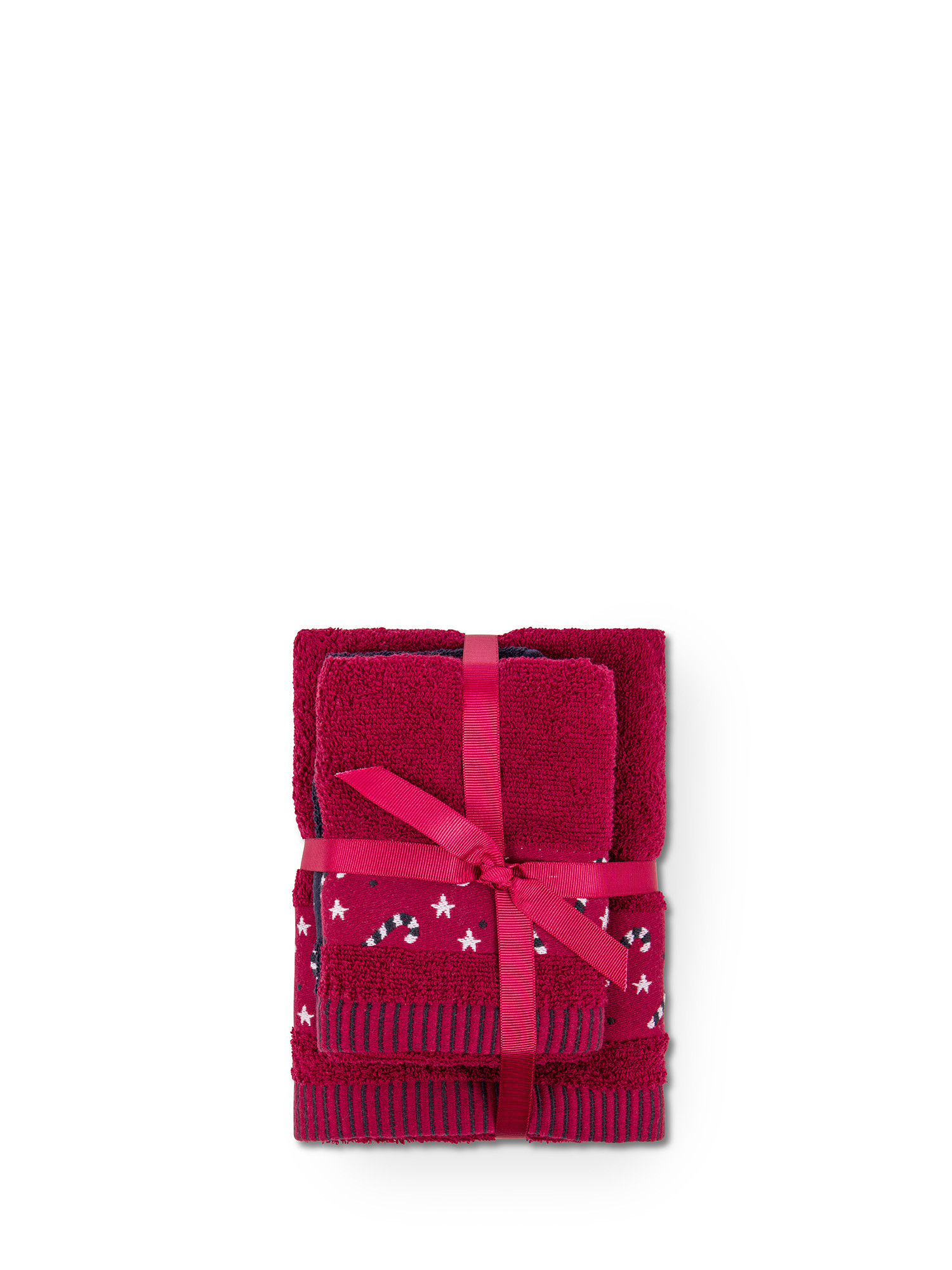 Double set of cotton towels with frill, Blue, large image number 1