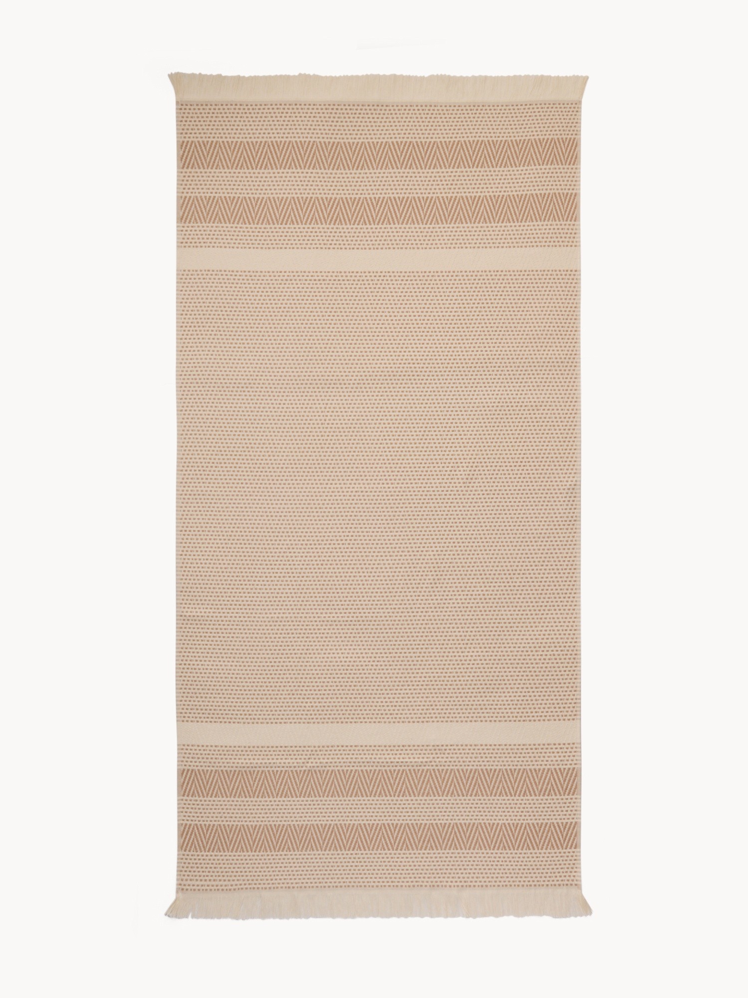 Telo mare hammam in cotone jacquard fantasia a foglie, Bianco/Beige, large image number 0