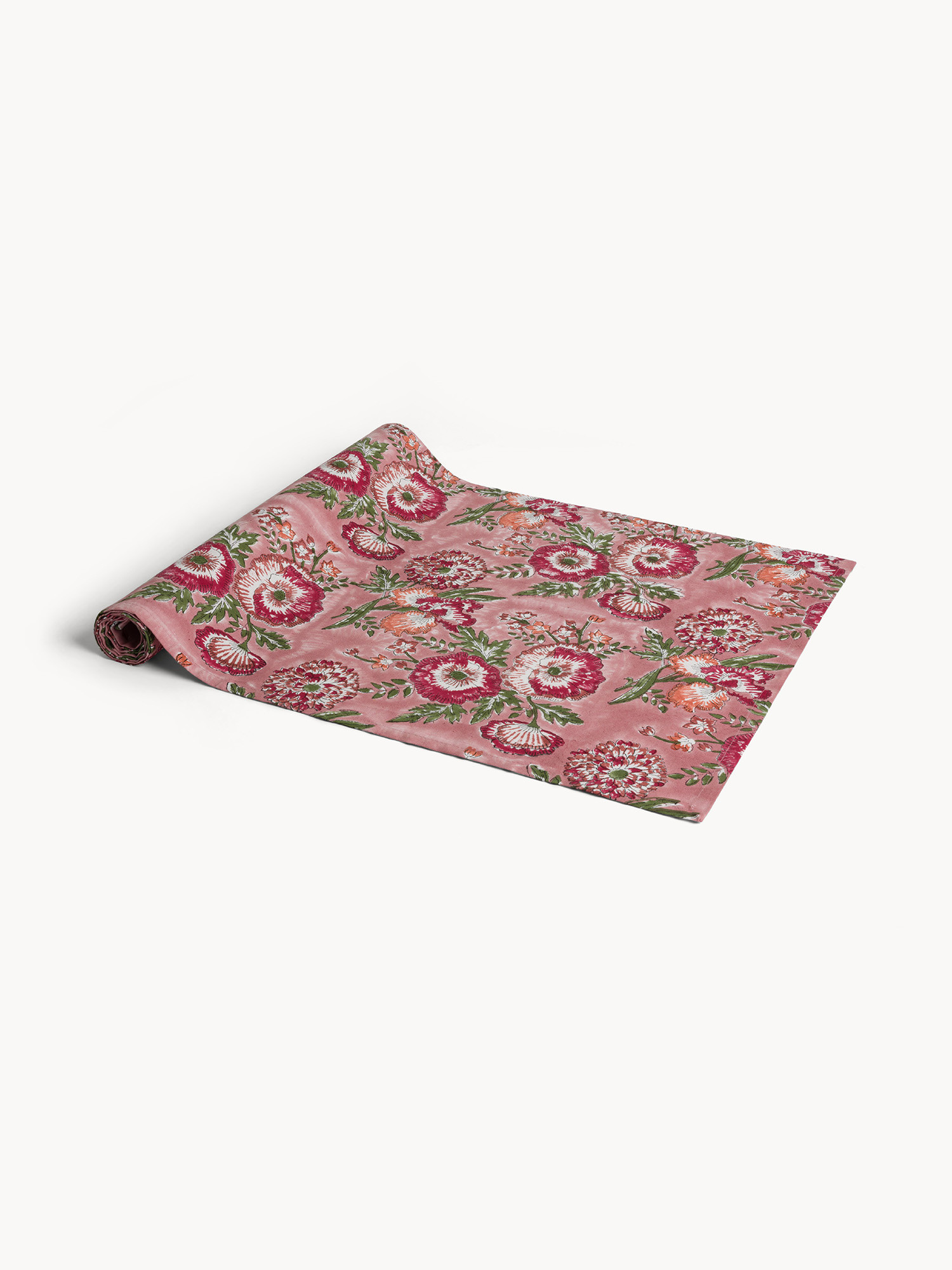 Pure cotton runner with floral block print, Multicolor, large image number 0
