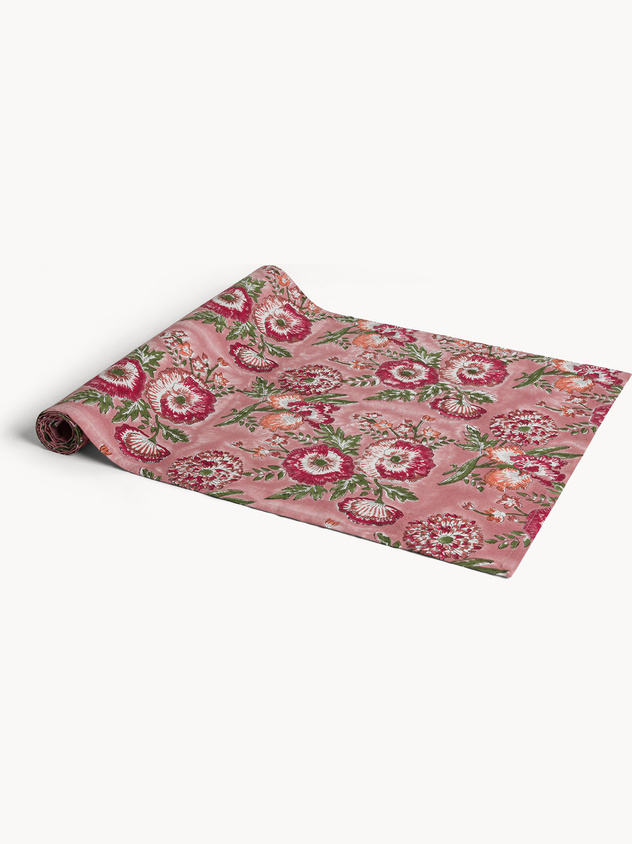 Pure cotton runner with floral block print