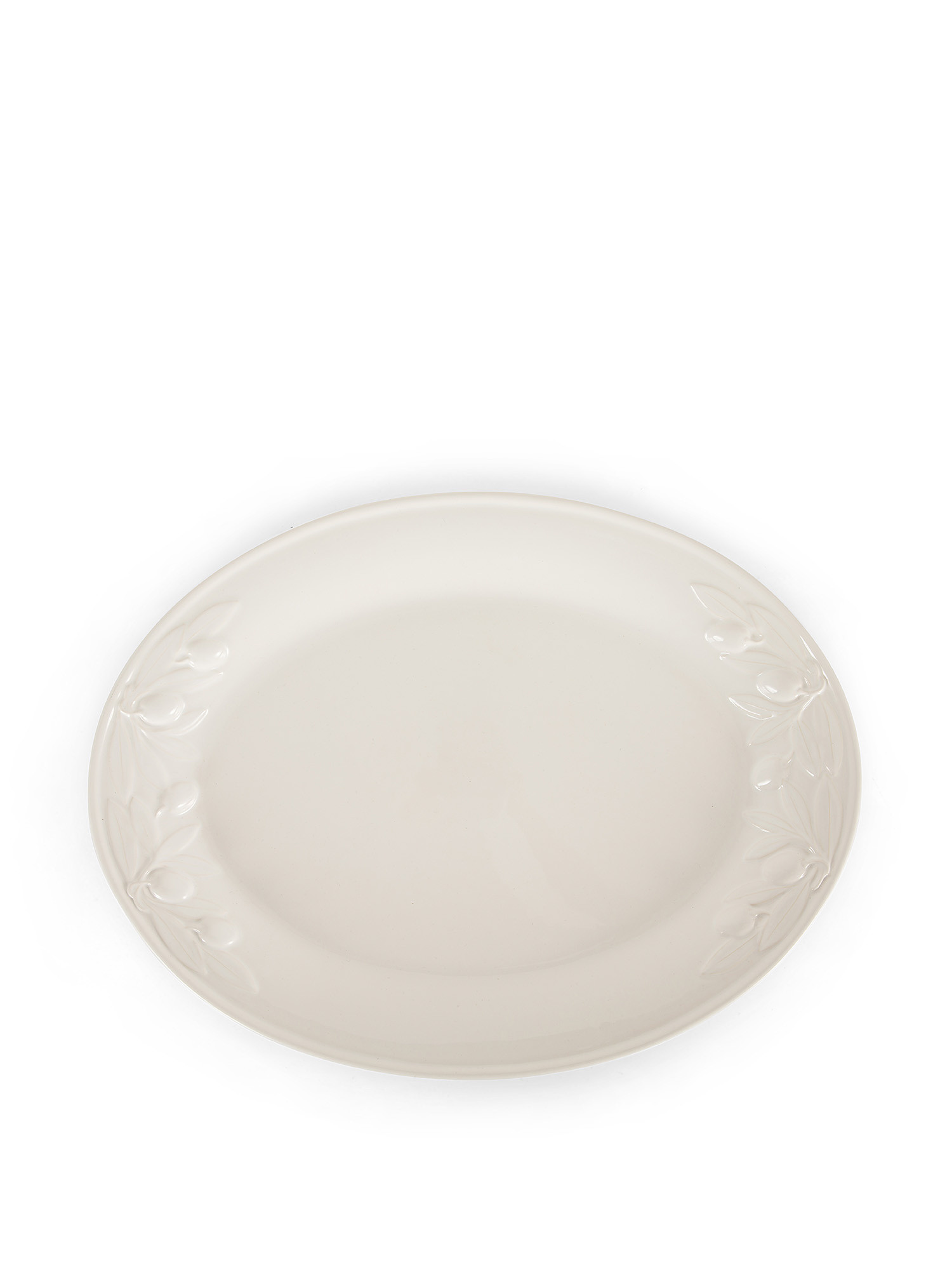 Piatto da portata ceramica dettaglio olive, Bianco, large image number 0