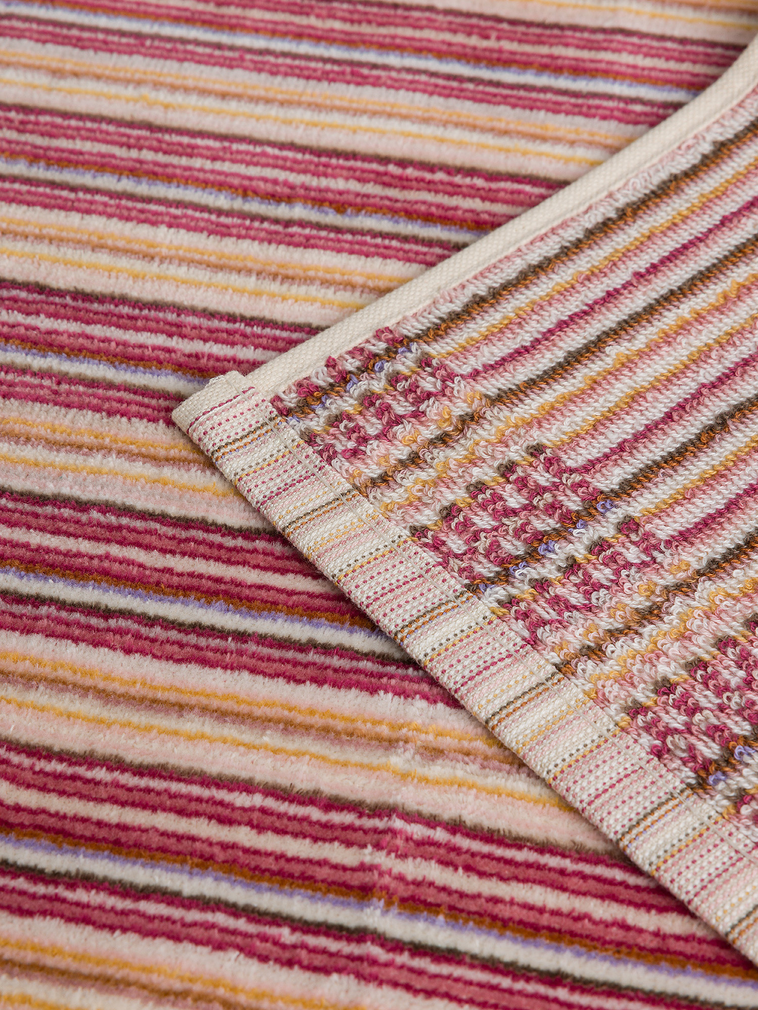 Asciugamano in velour di cotone tinto filo a righe, Rosso, large image number 2