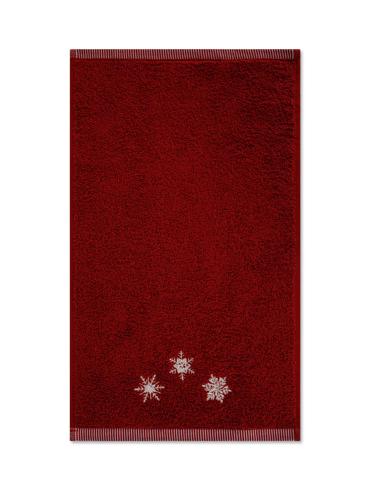 Set 2 asciugamani ricamo fiocchi di neve, Rosso, large image number 2