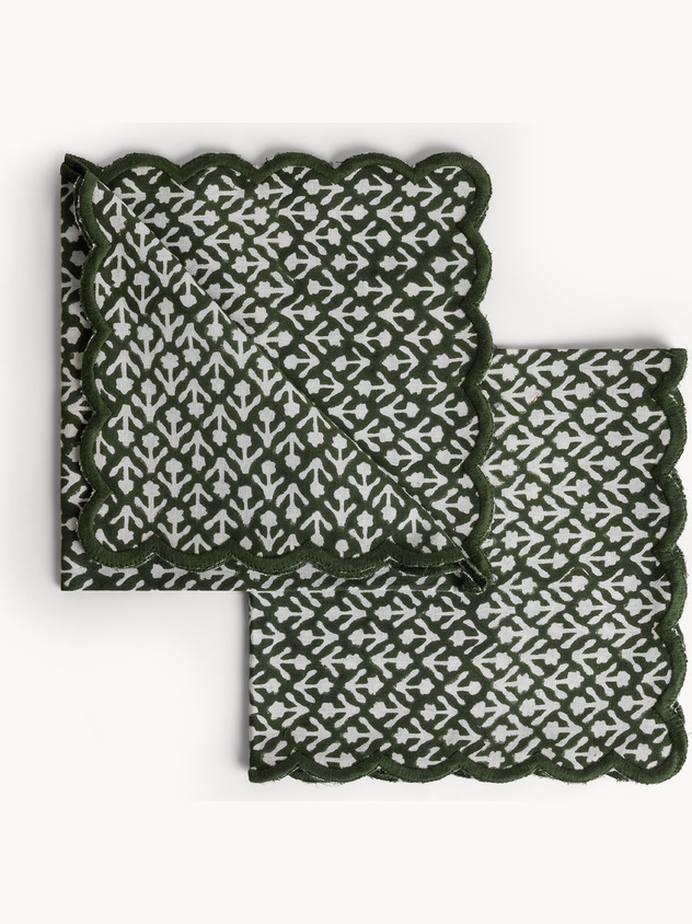 Set of 2 pure cotton napkins with block print