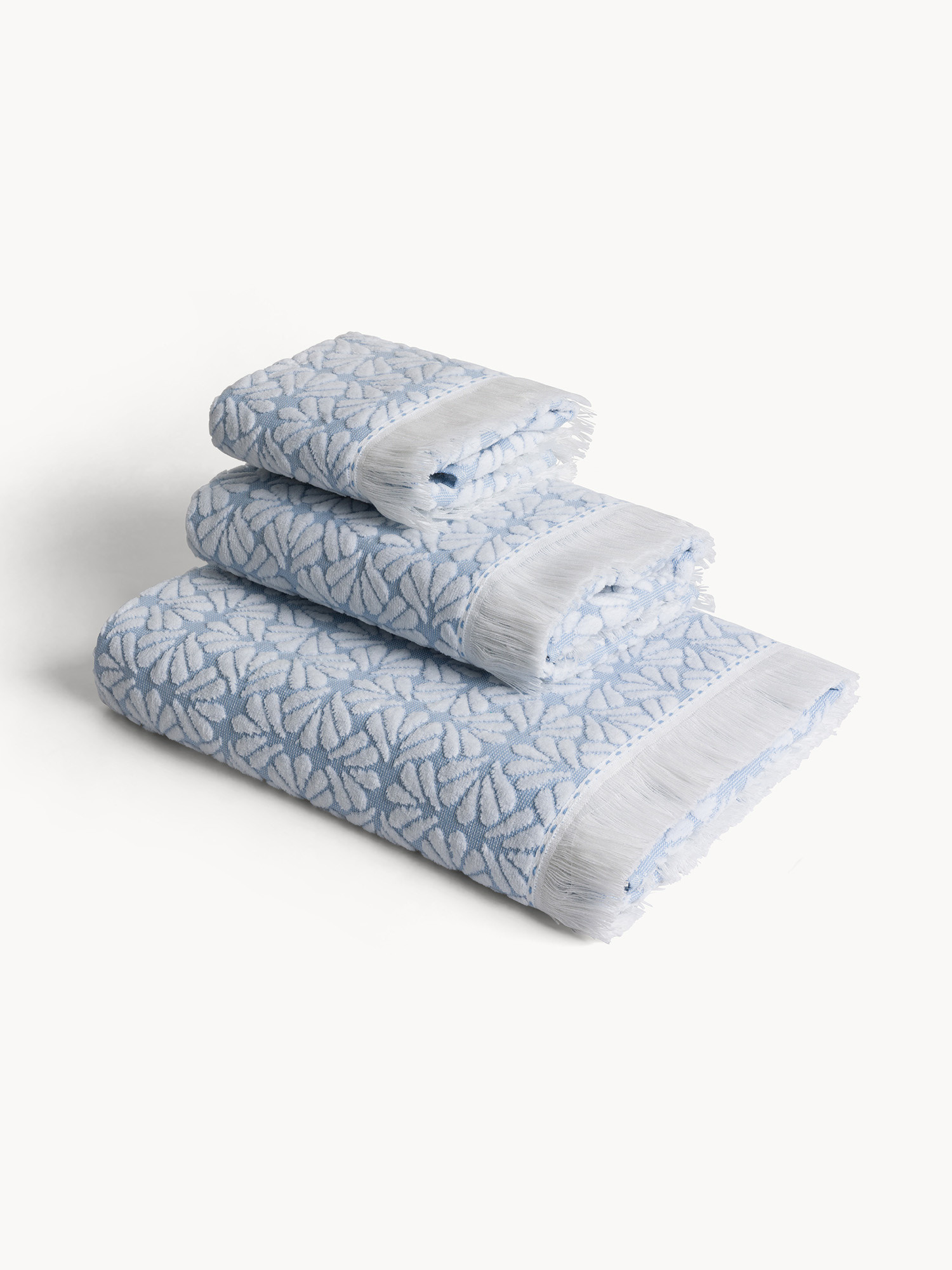 Asciugamano in cotone con fantasia jacquard, Azzurro, large image number 0