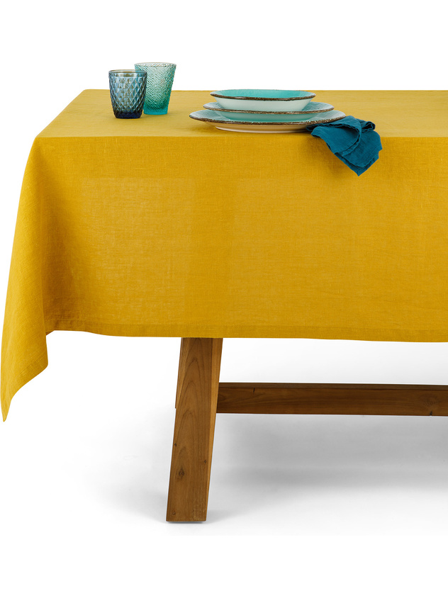 Solid color pure washed linen tablecloth