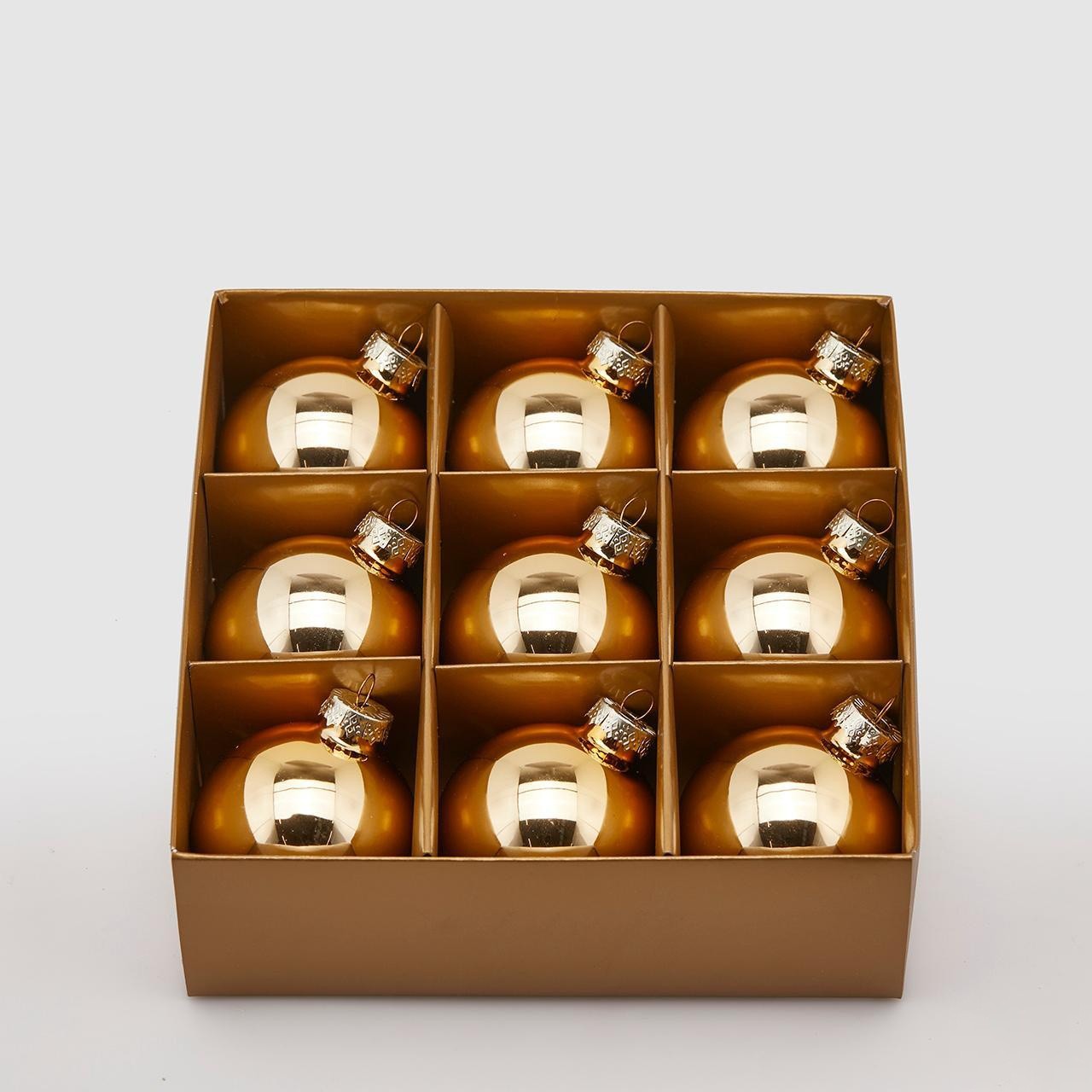 Set 9 palline in vetro, Oro, large image number 0