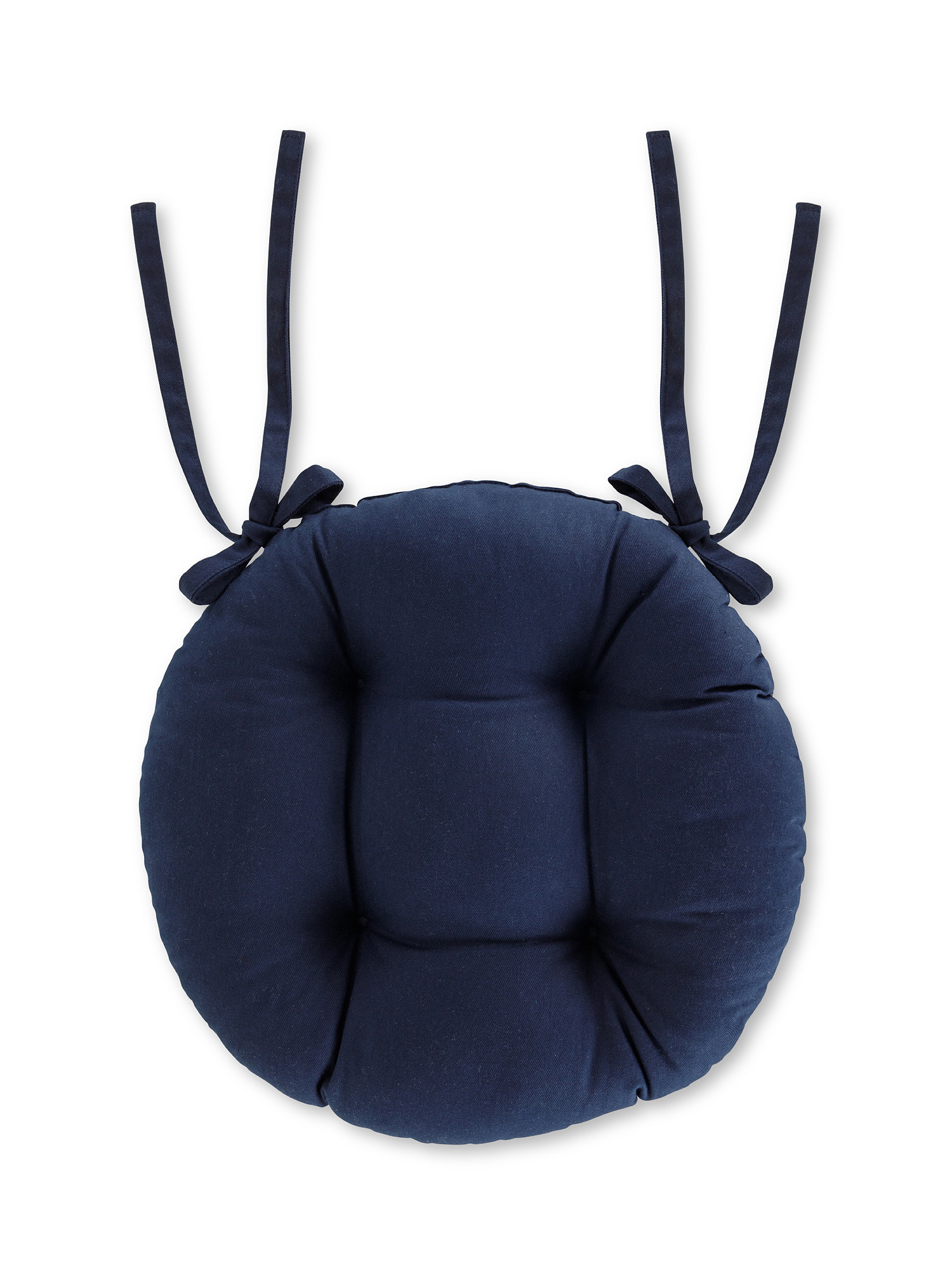 Cuscino da sedia twill di cotone tinta unita, Blu, large image number 0