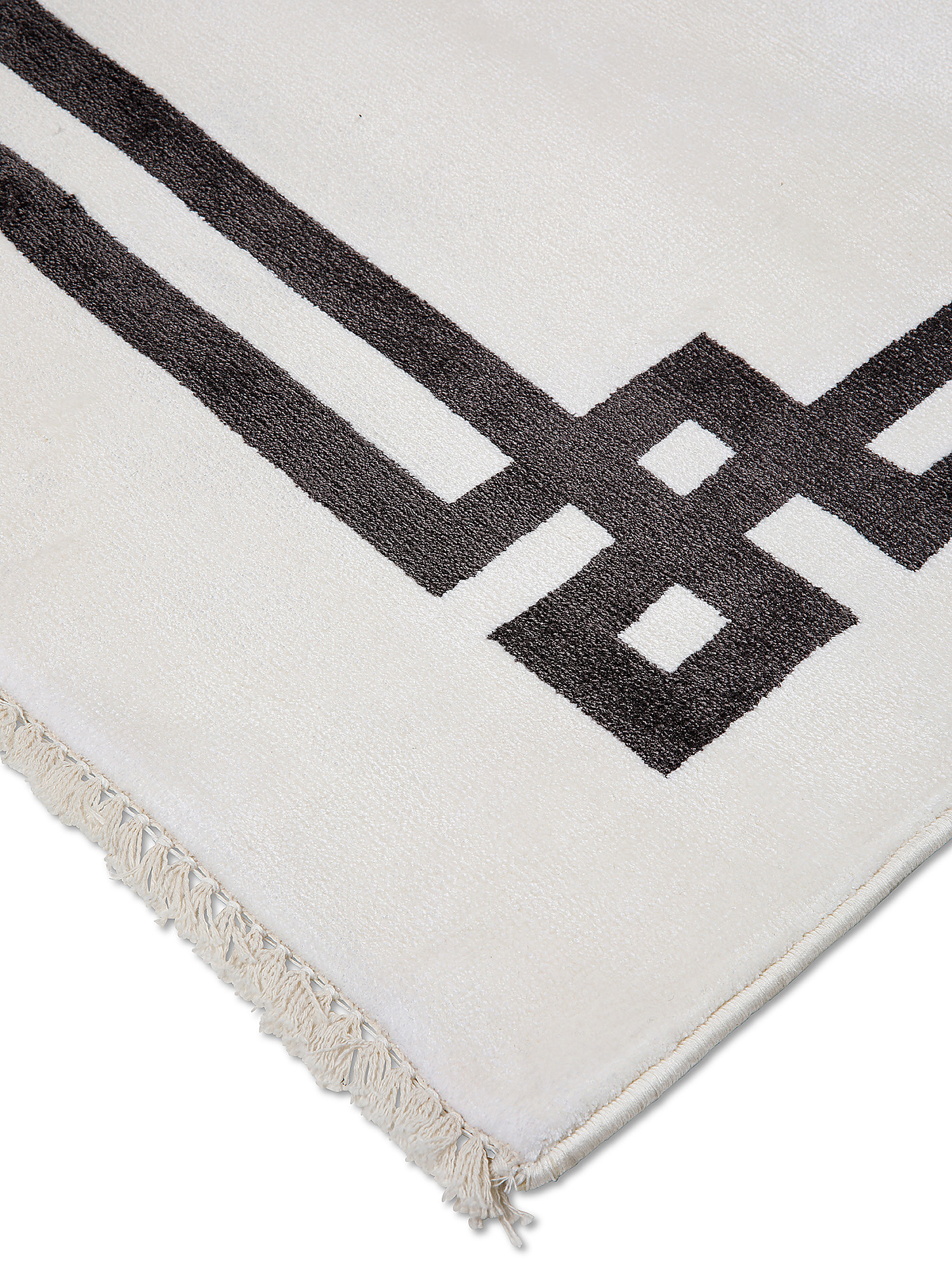 Viscose bamboo rug with geometric pattern, White, large image number 1
