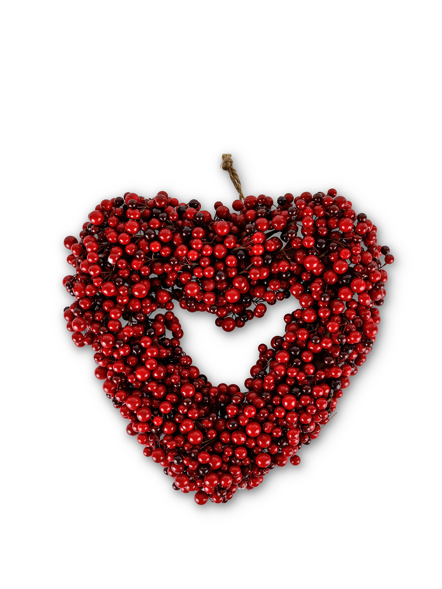 Corona decorativa a cuore con bacche, Rosso, large image number 0