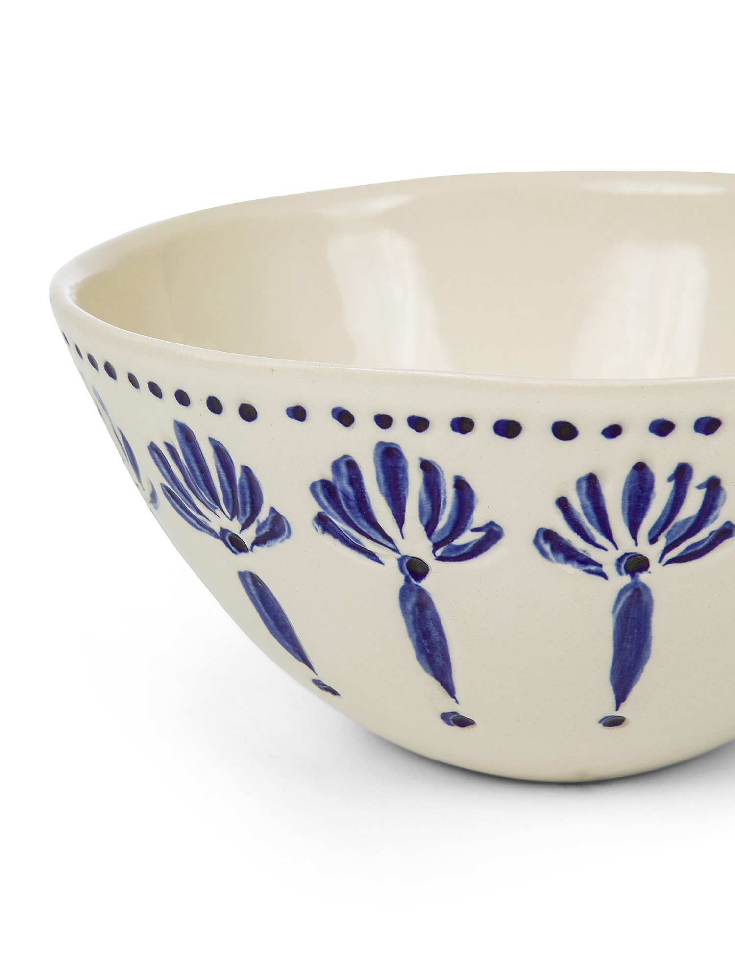 Ceramic bowl with flower motif, Blue, large image number 1