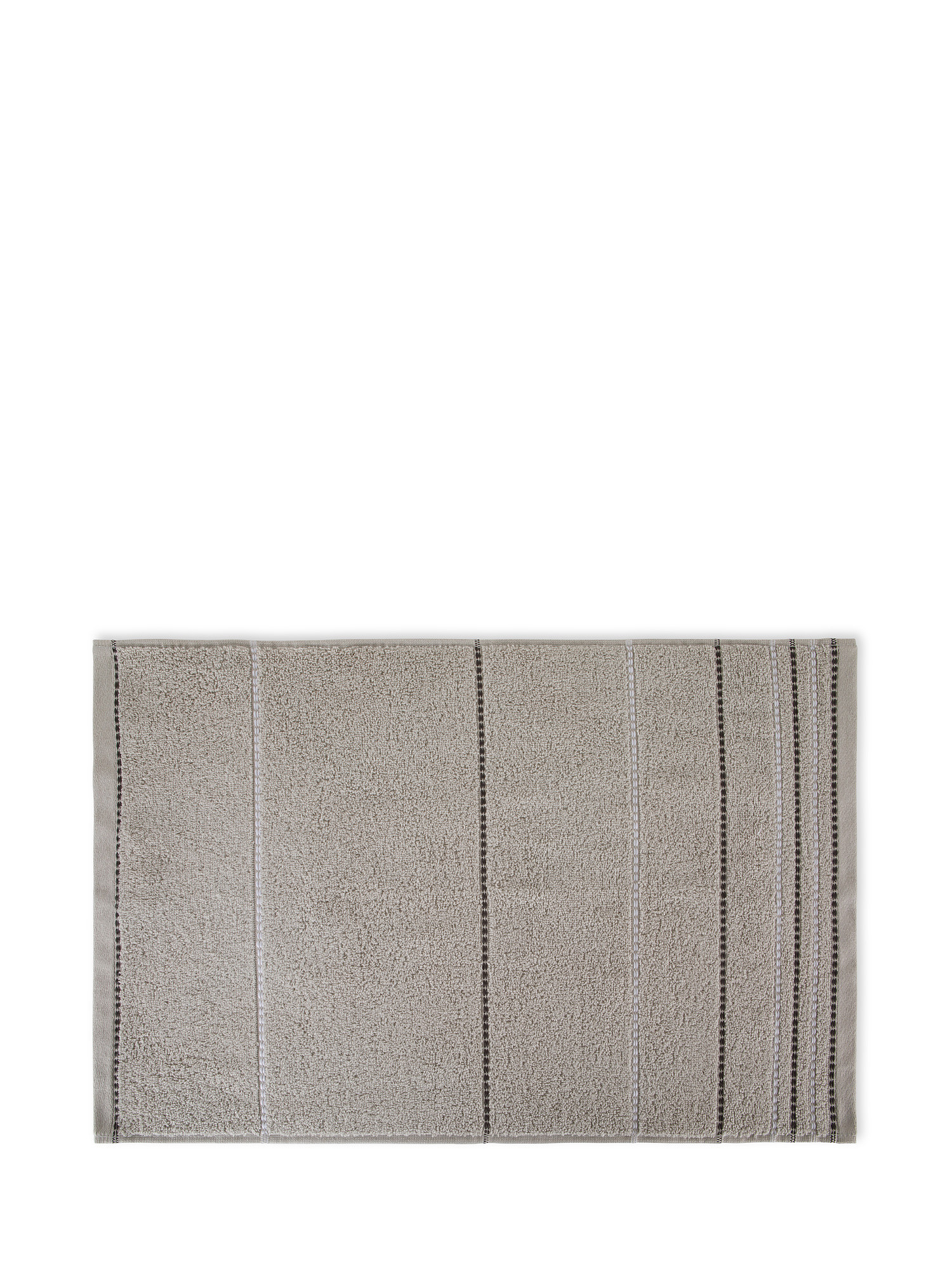 Set 3 asciugamani spugna di cotone a righe, Grigio, large