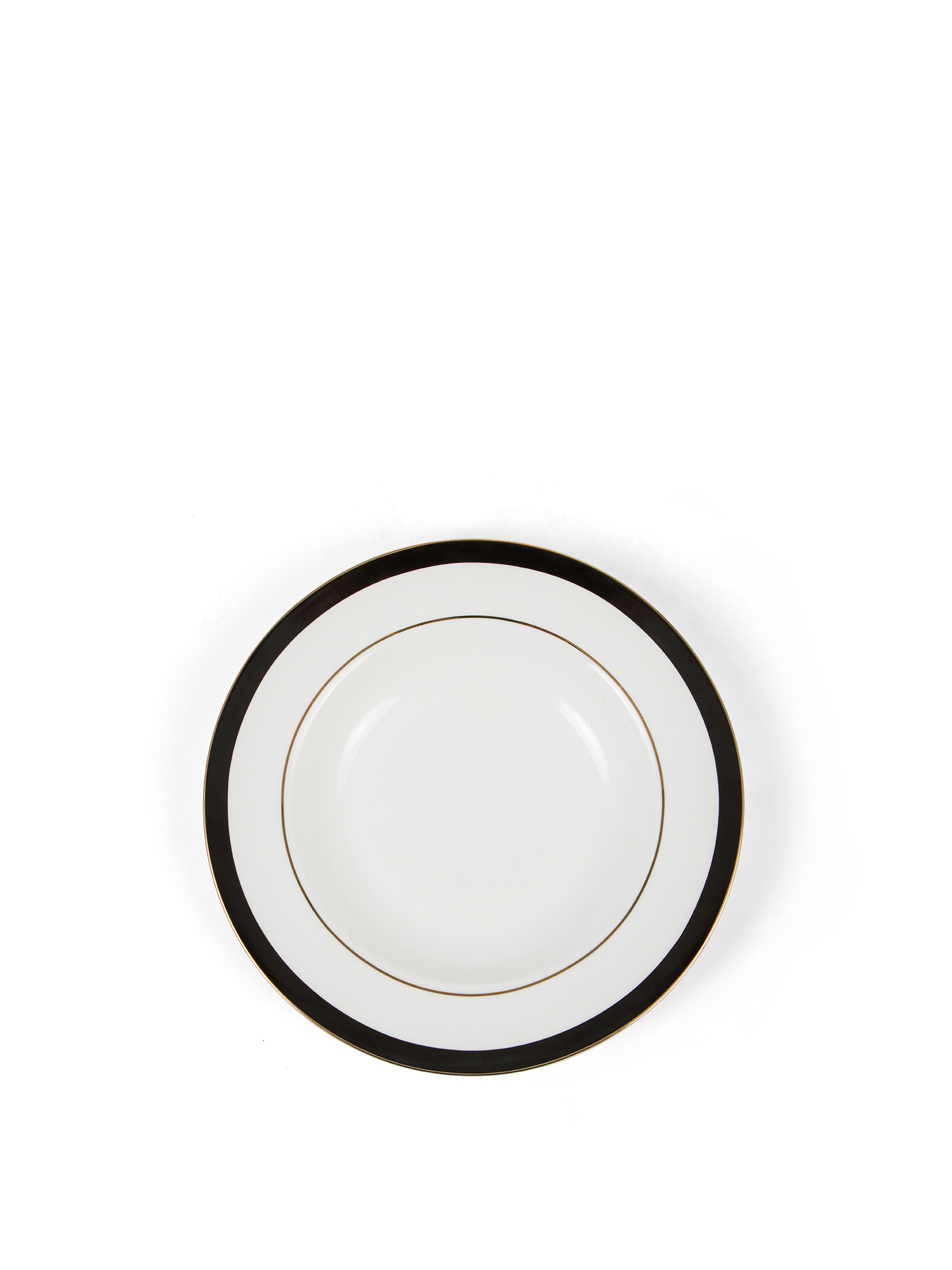 Soup plate in new bone china with black edge, White, large image number 1