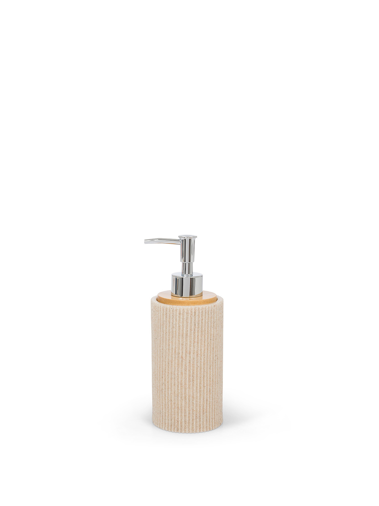 Striped polyresin soap dispenser, Beige, large image number 0