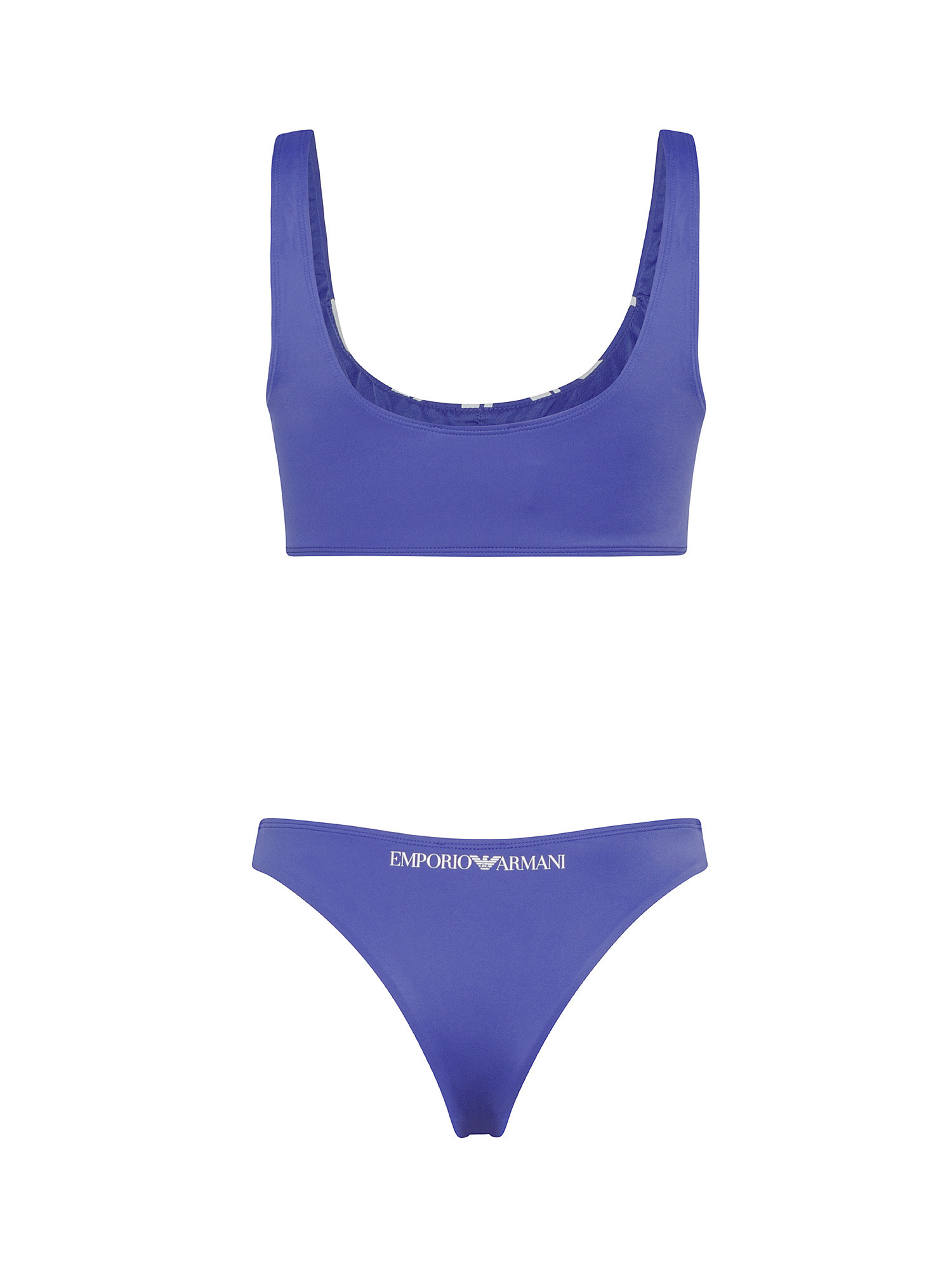 Bikini con top stampa logo, Blu royal, large image number 1