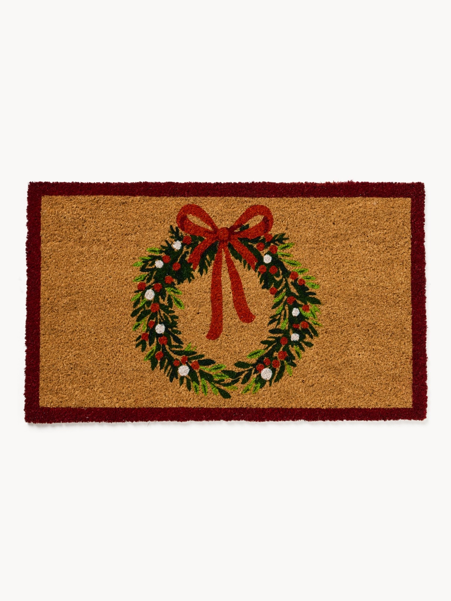 Doormat with Christmas wreath print, Multicolor, large image number 0