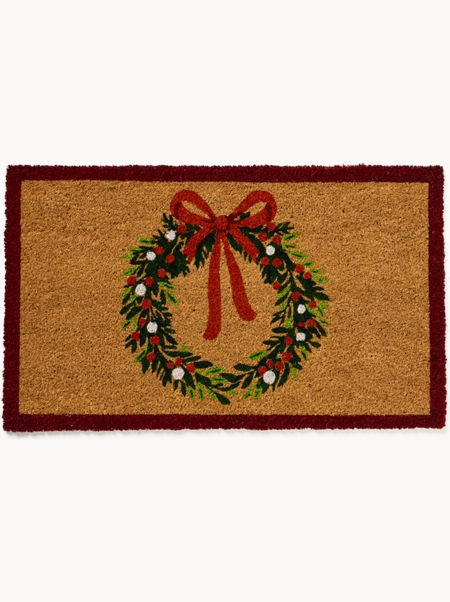 Doormat with Christmas wreath print